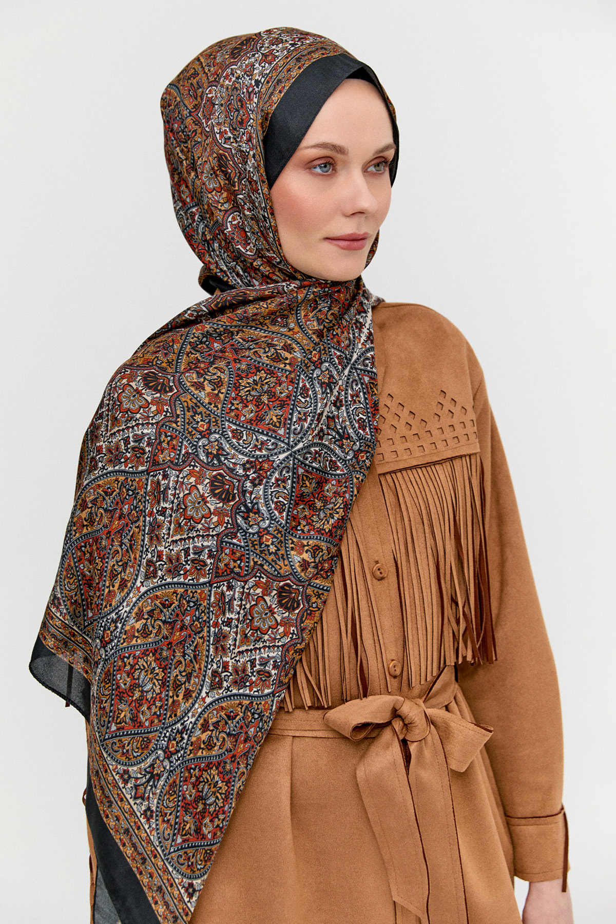 Monokrom Desenli Modal Şal, Tesettür Giyim