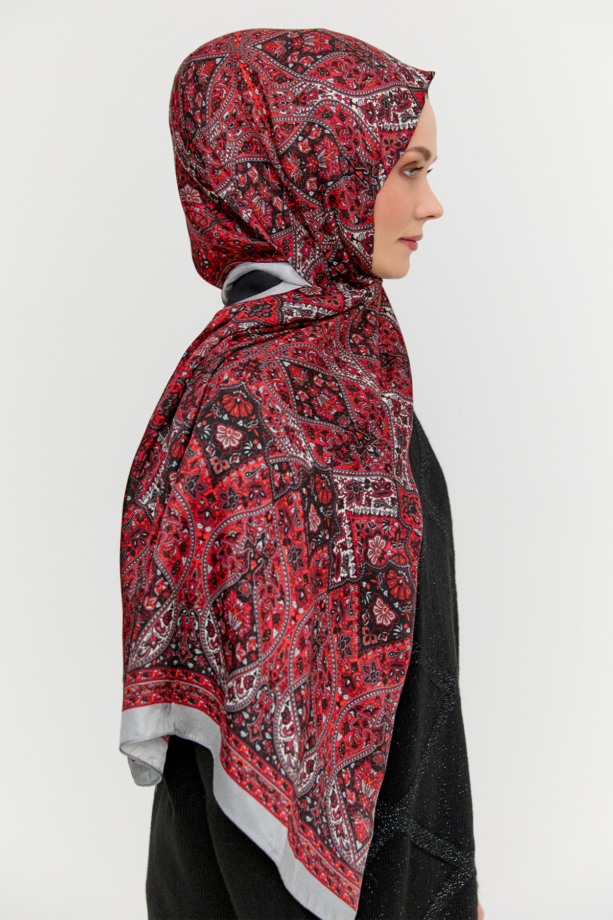 Monokrom Desenli Modal Şal, Tesettür Giyim