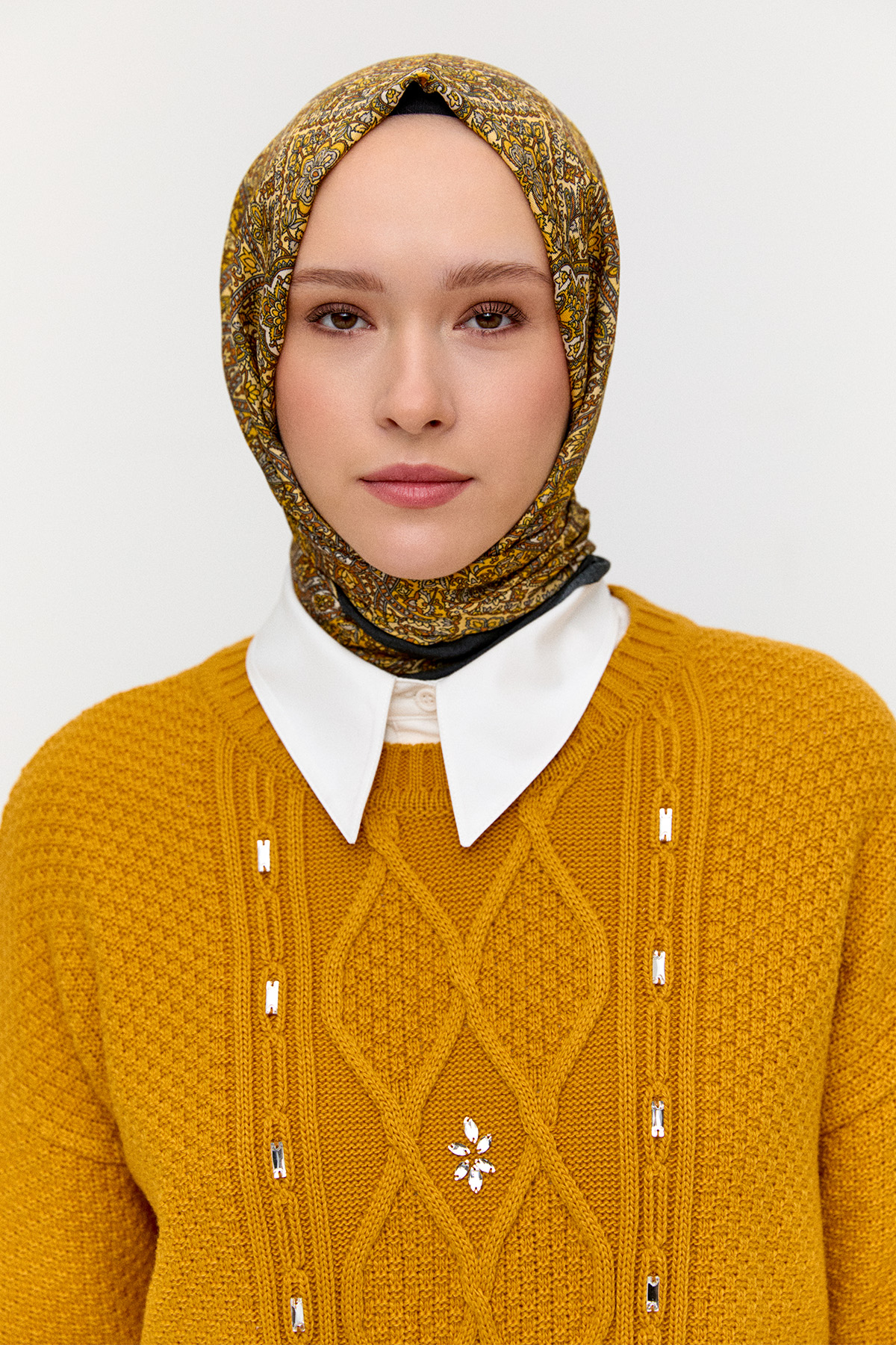 Monokrom Desenli Modal Şal, Tesettür Giyim