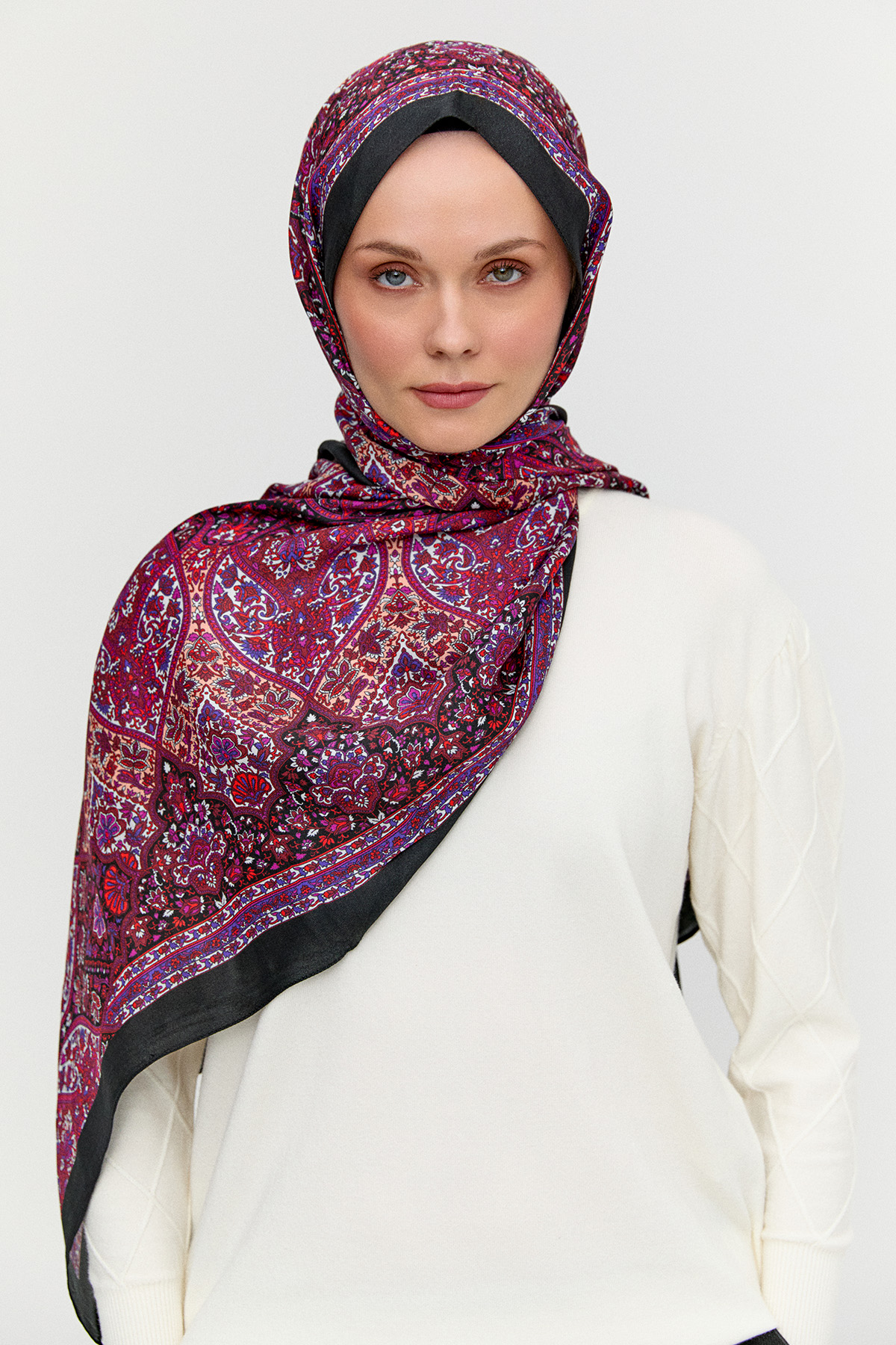 Monokrom Desenli Modal Şal, Tesettür Giyim