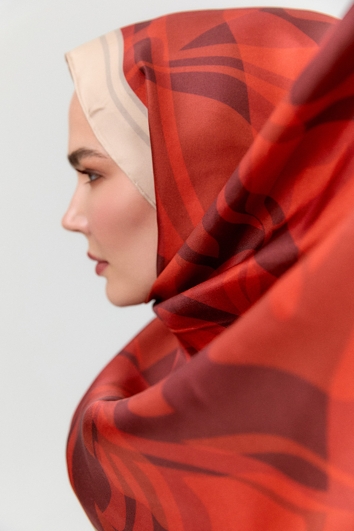 Oval Desenli Twill İpek Şal, Tesettür Giyim