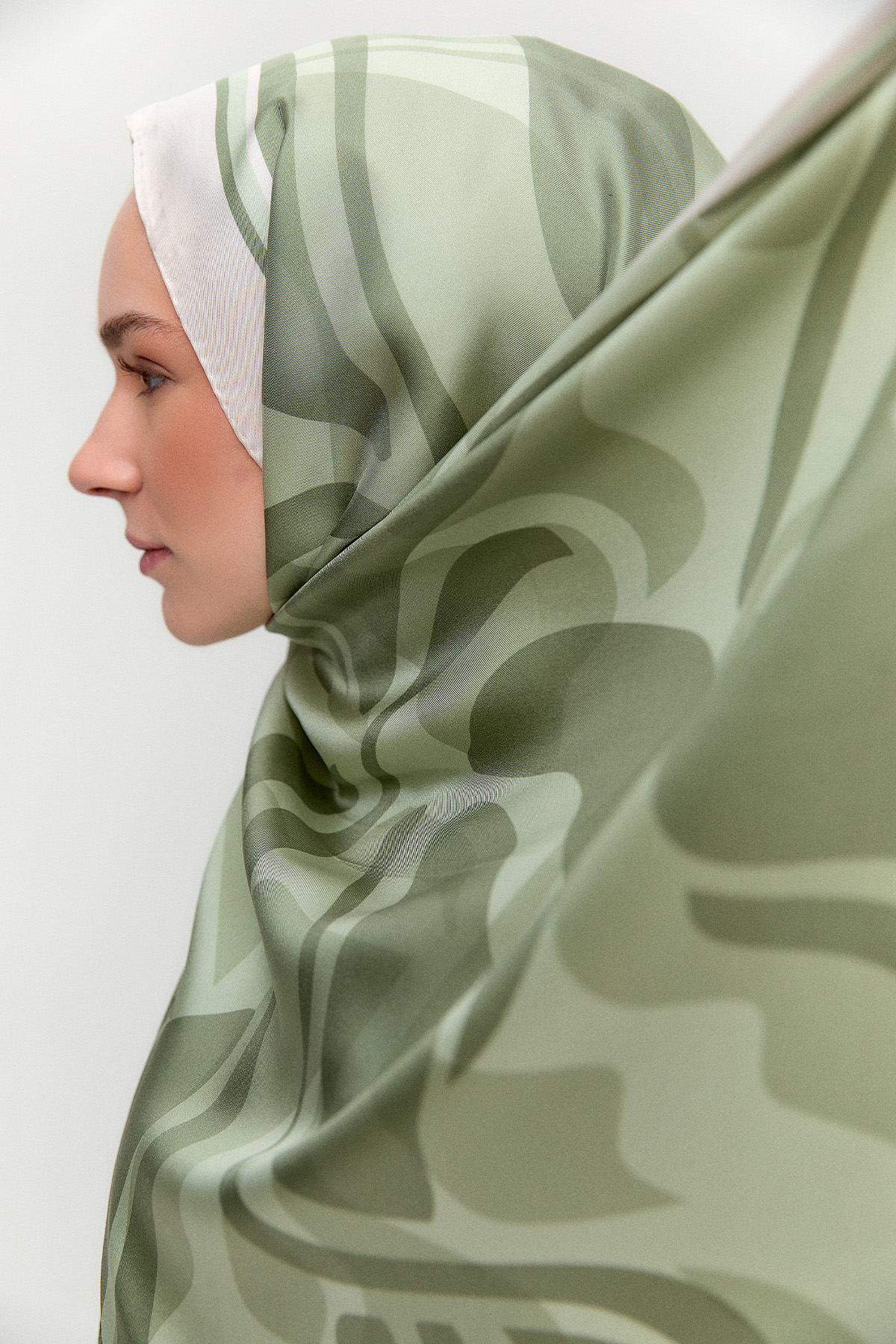 Oval Desenli Twill İpek Şal, Tesettür Giyim
