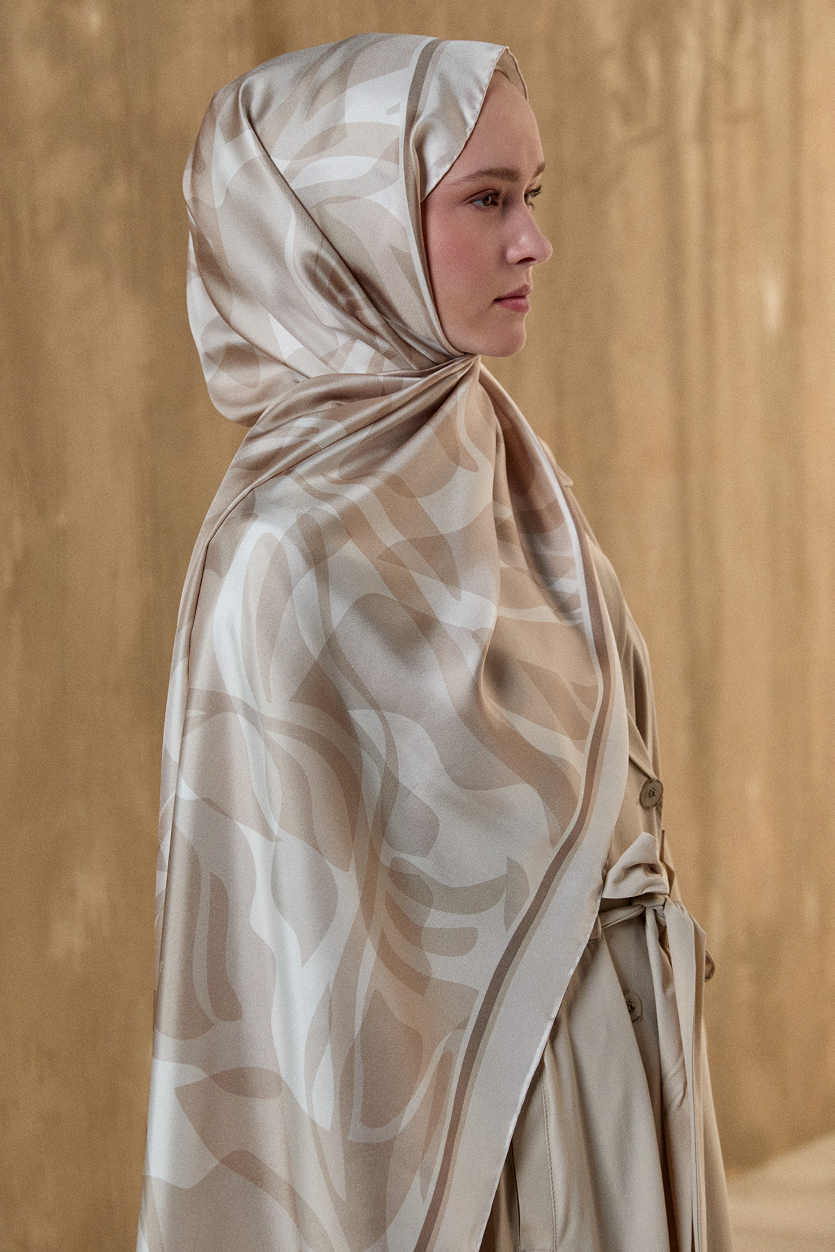 Oval Desenli Twill İpek Şal, Tesettür Giyim