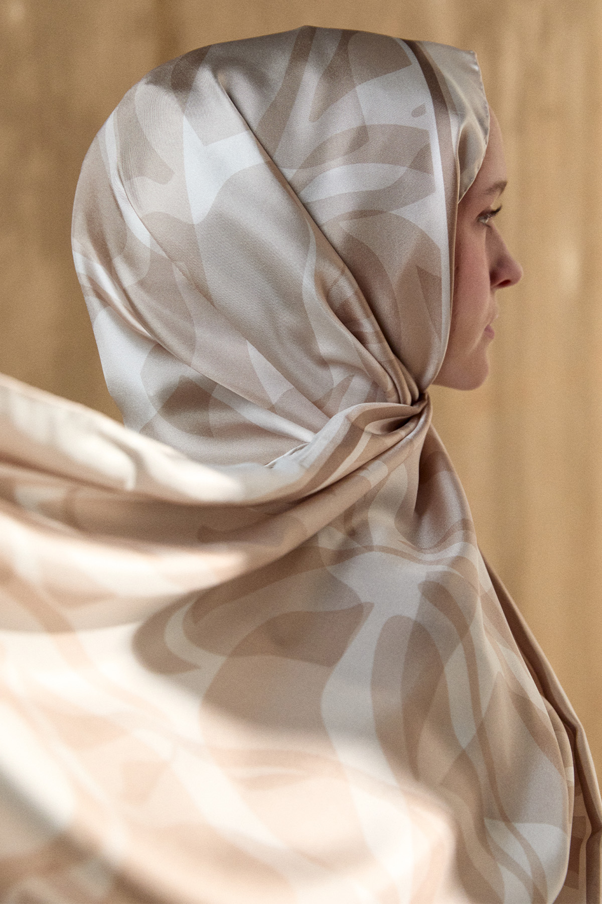 Oval Desenli Twill İpek Şal, Tesettür Giyim