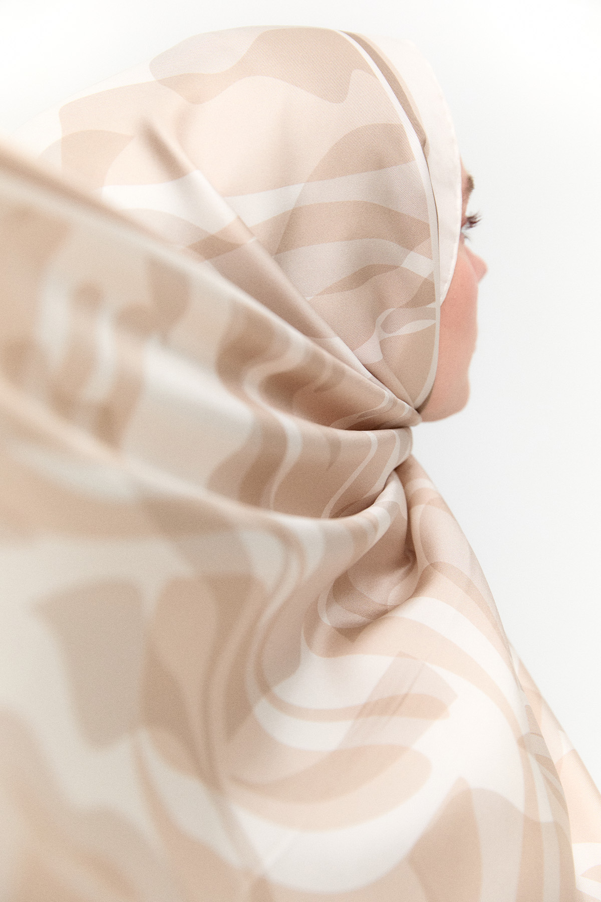 Oval Desenli Twill İpek Şal, Tesettür Giyim