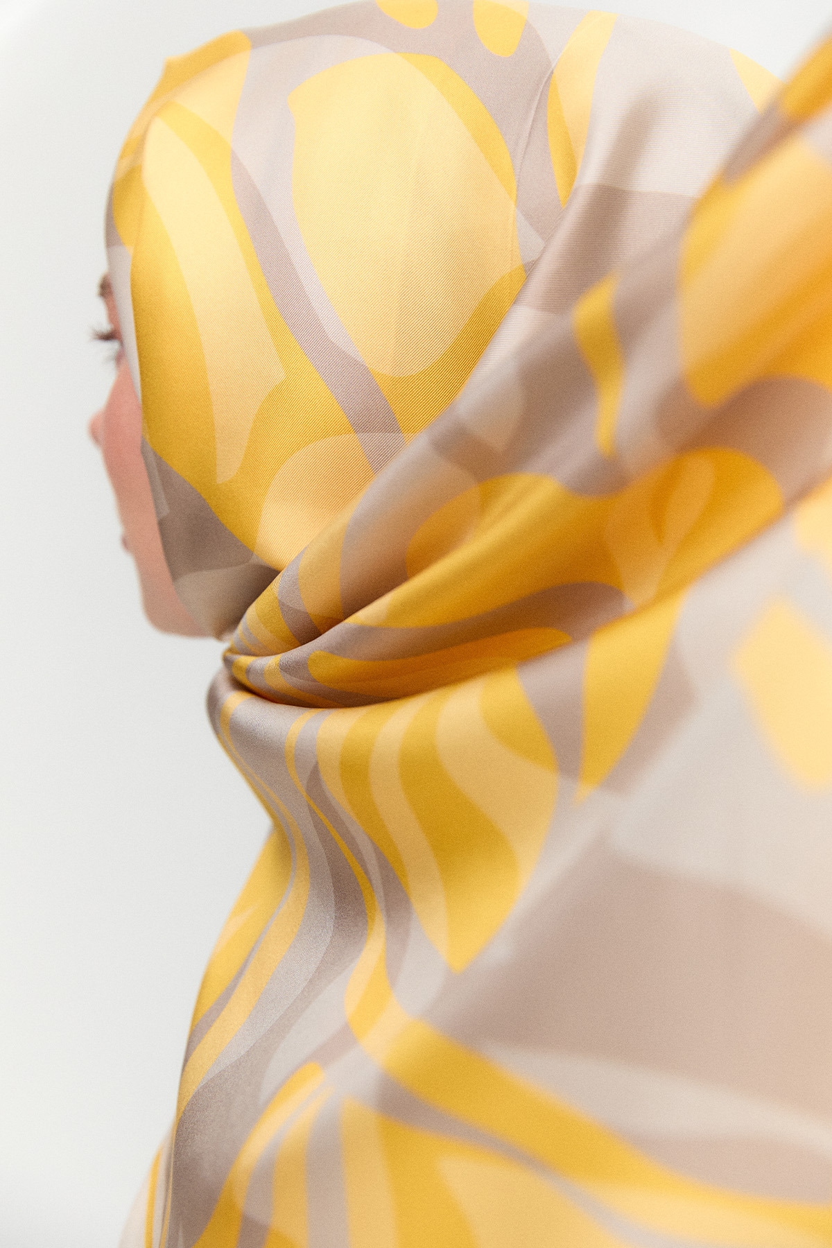 Oval Desenli Twill İpek Şal, Tesettür Giyim
