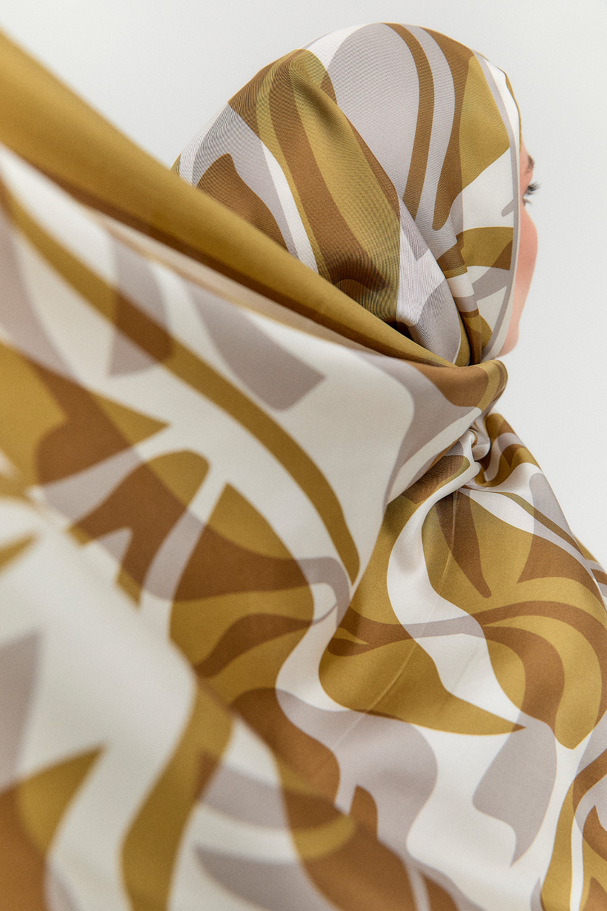 Oval Desenli Twill İpek Şal, Tesettür Giyim