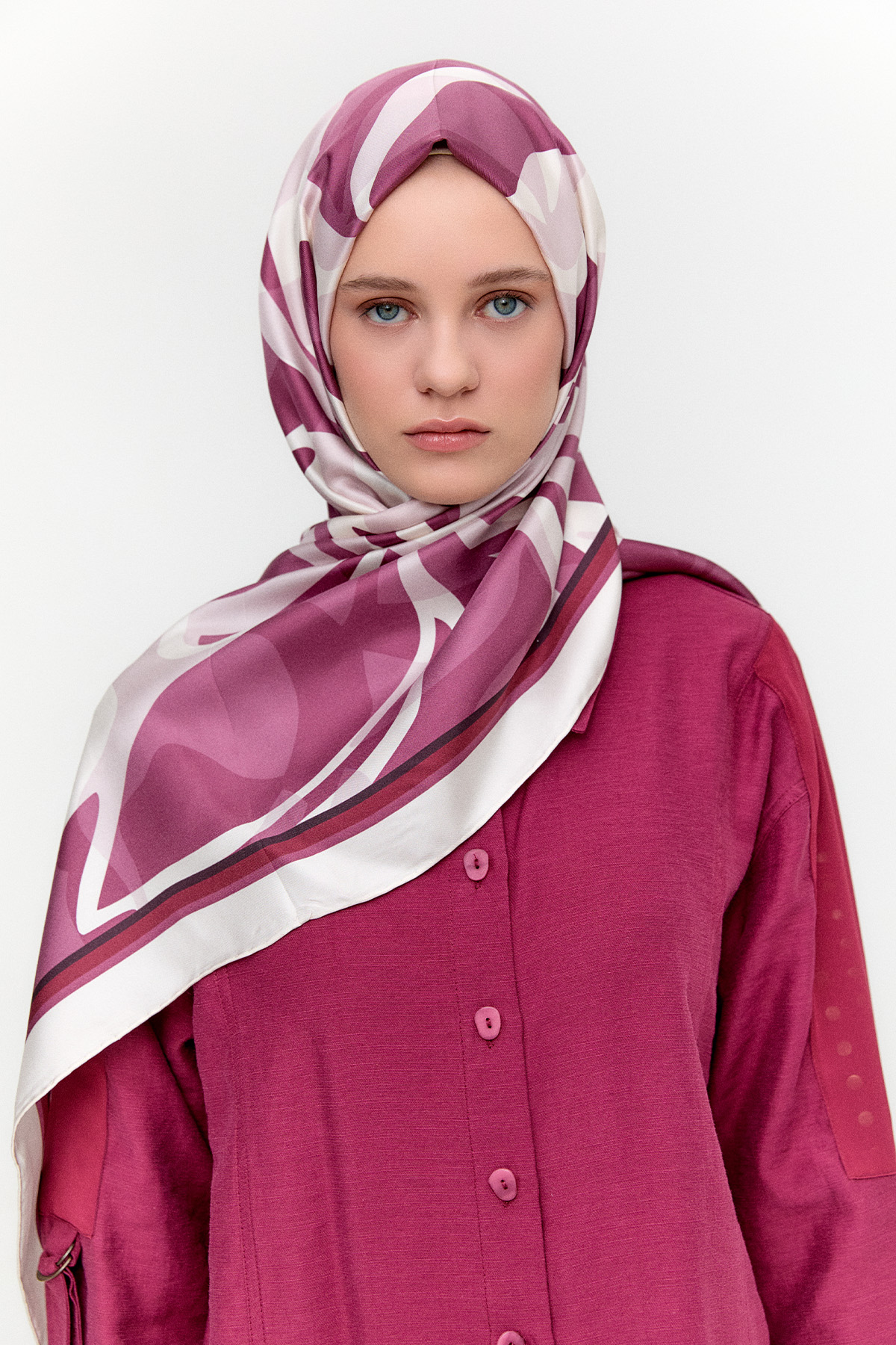 Oval Desenli Twill İpek Şal, Tesettür Giyim