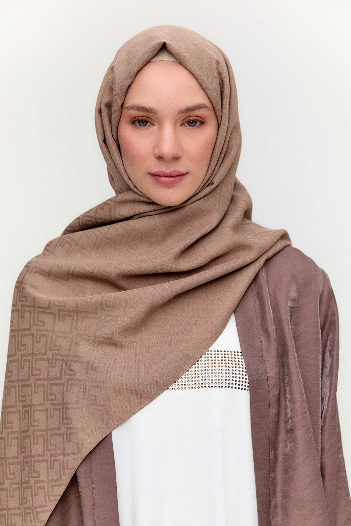Geometriksel Jakarlı Viskon Şal, Tesettür Giyim