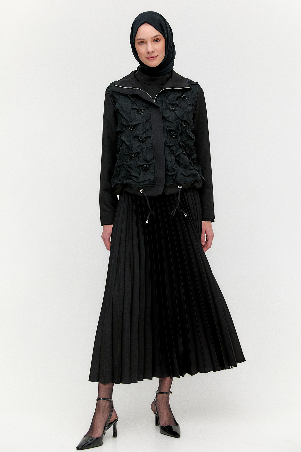 Zarif Dokulu Pilise Etekli Takım, Tesettür Giyim
