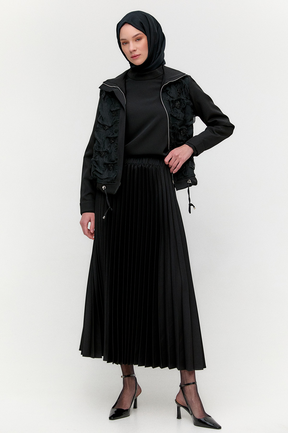 Zarif Dokulu Pilise Etekli Takım, Tesettür Giyim