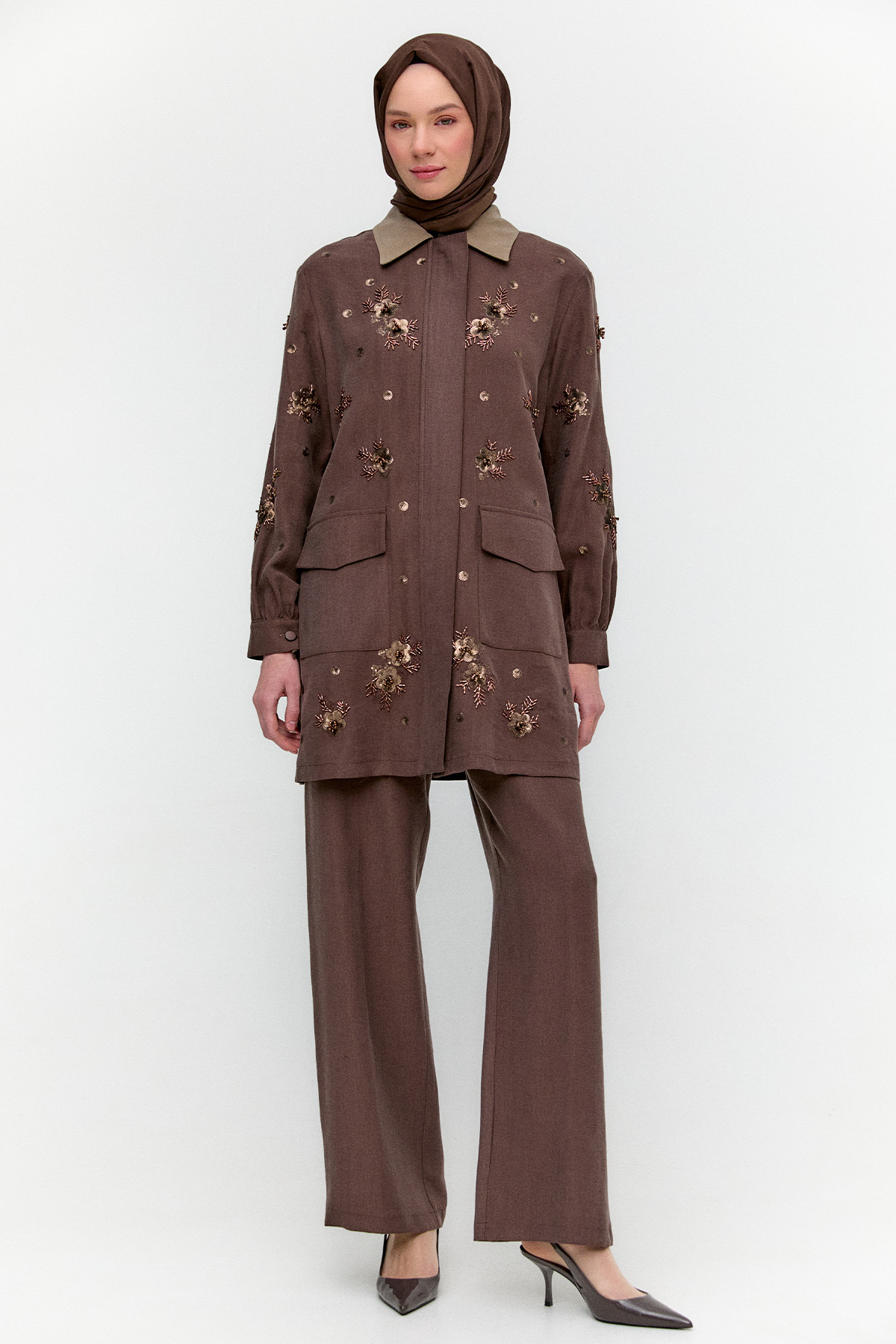Nakışlı Kargo Cepli İkili Takım, Tesettür Giyim