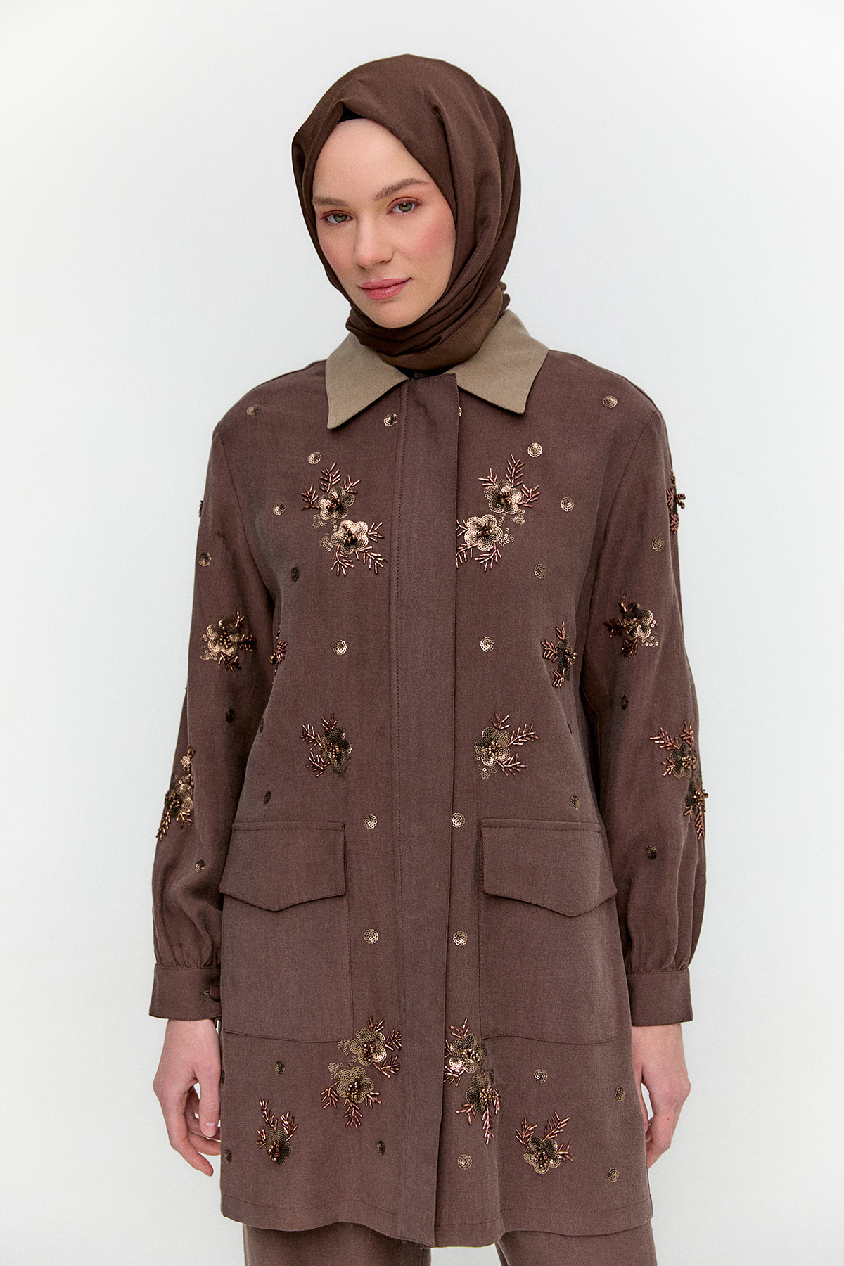 Nakışlı Kargo Cepli İkili Takım, Tesettür Giyim