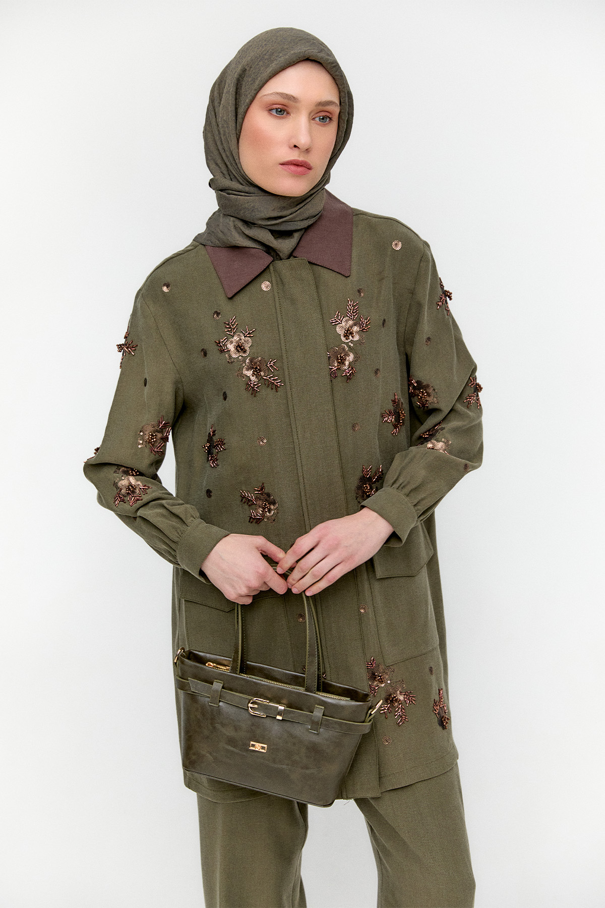 Nakışlı Kargo Cepli İkili Takım, Tesettür Giyim