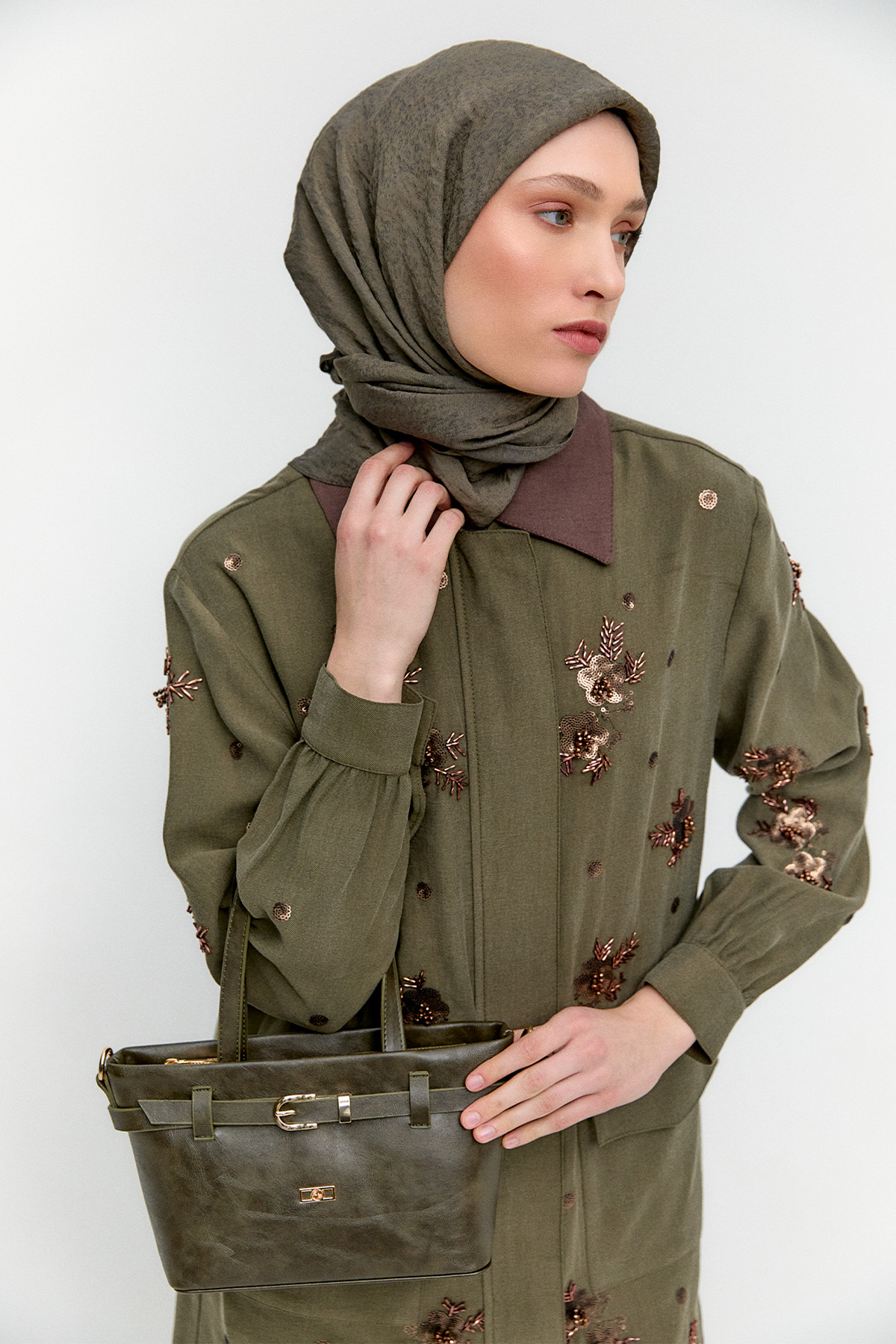 Nakışlı Kargo Cepli İkili Takım, Tesettür Giyim