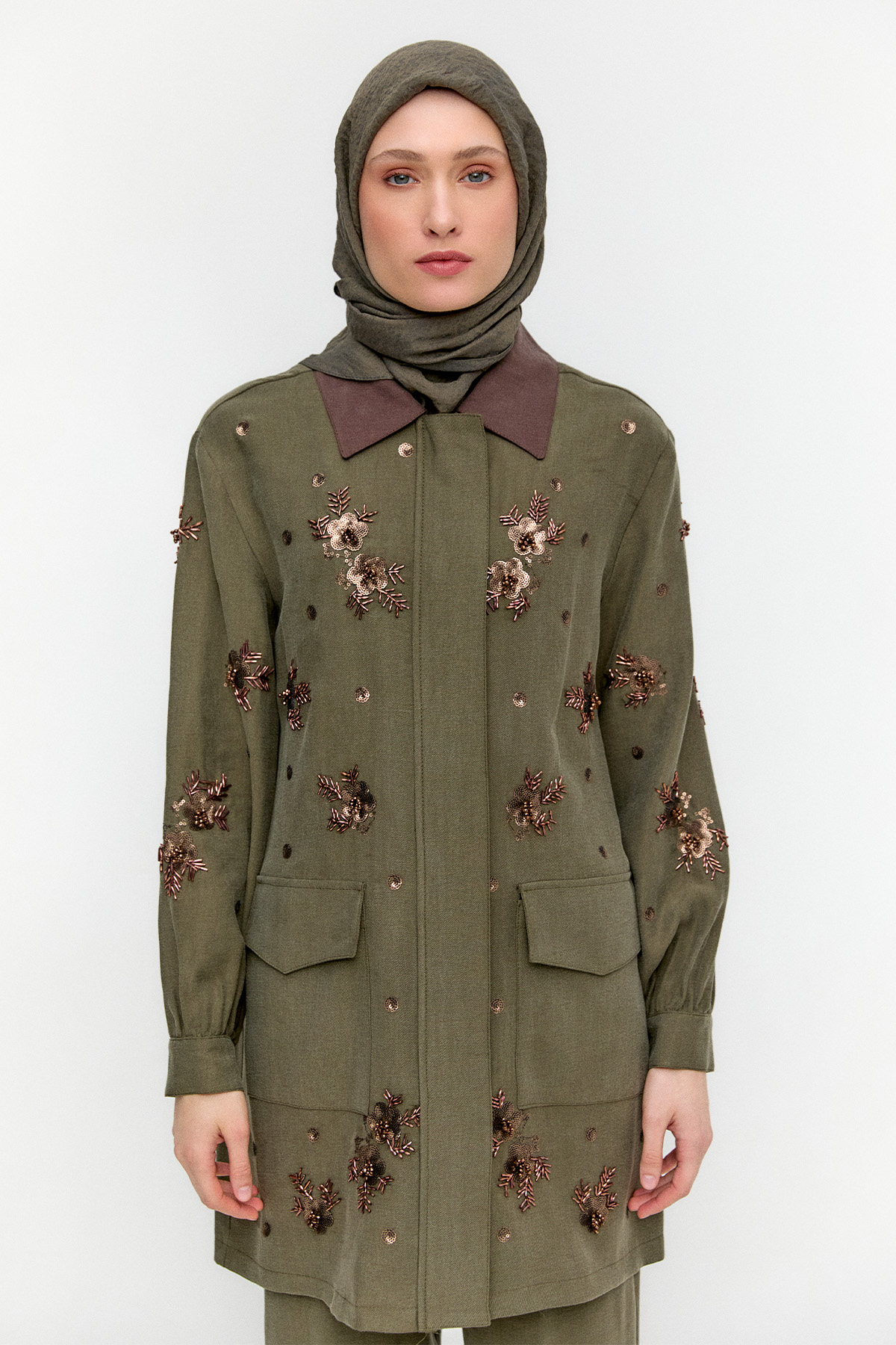 Nakışlı Kargo Cepli İkili Takım, Tesettür Giyim