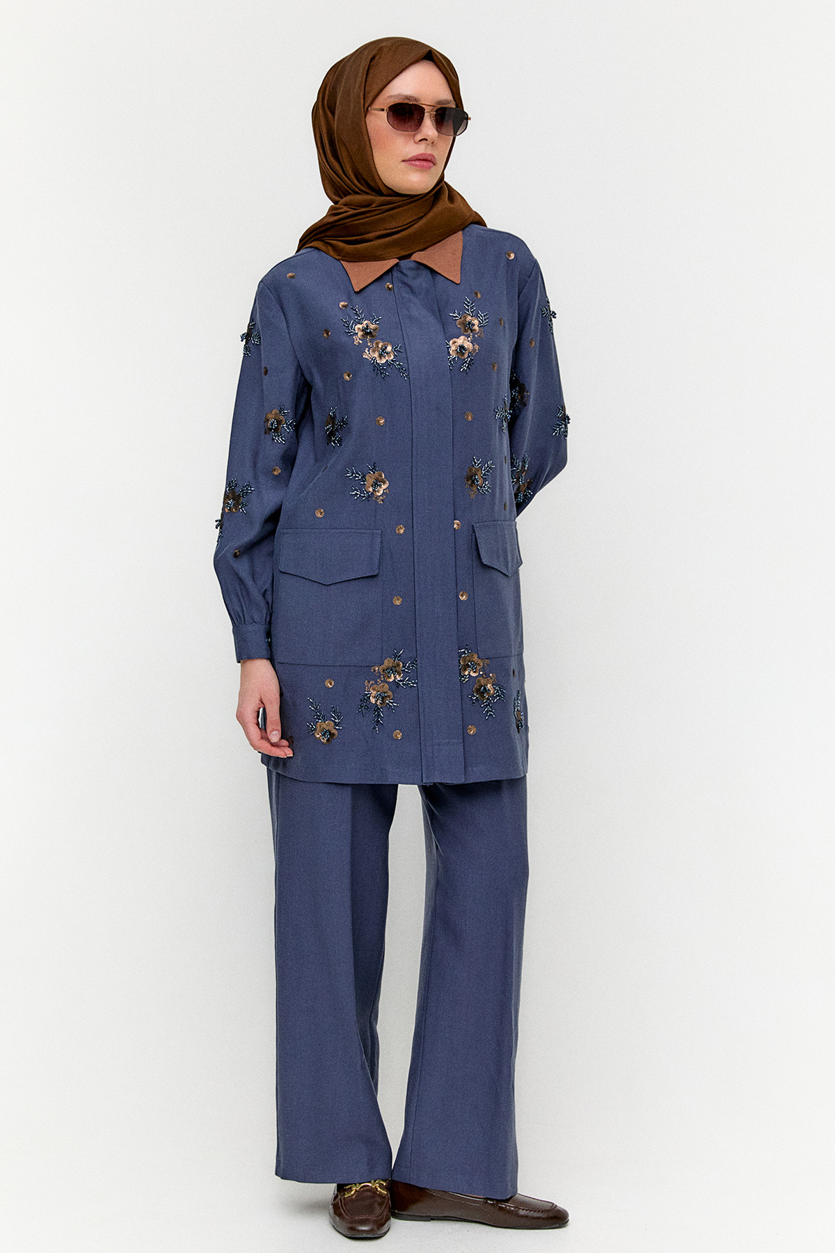 Nakışlı Kargo Cepli İkili Takım, Tesettür Giyim