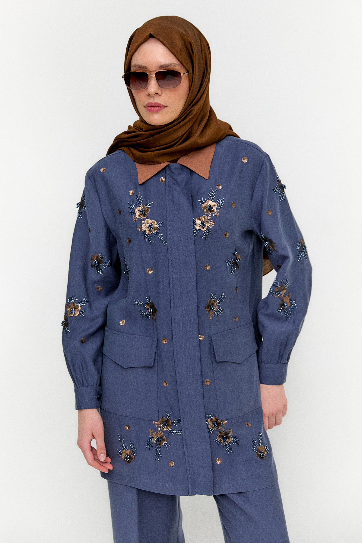 Nakışlı Kargo Cepli İkili Takım, Tesettür Giyim