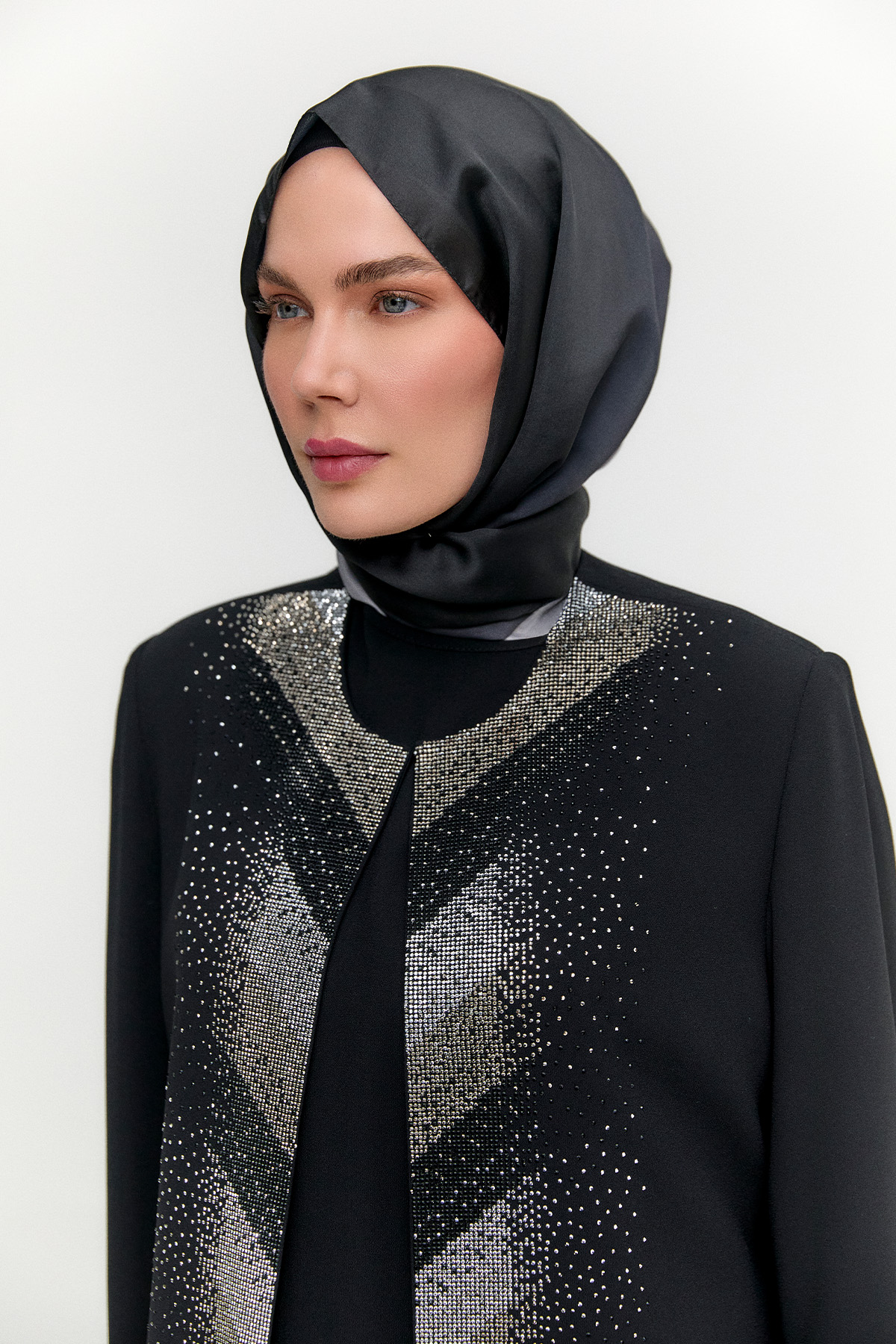 Taş Detaylı Üçlü Takım, Tesettür Giyim