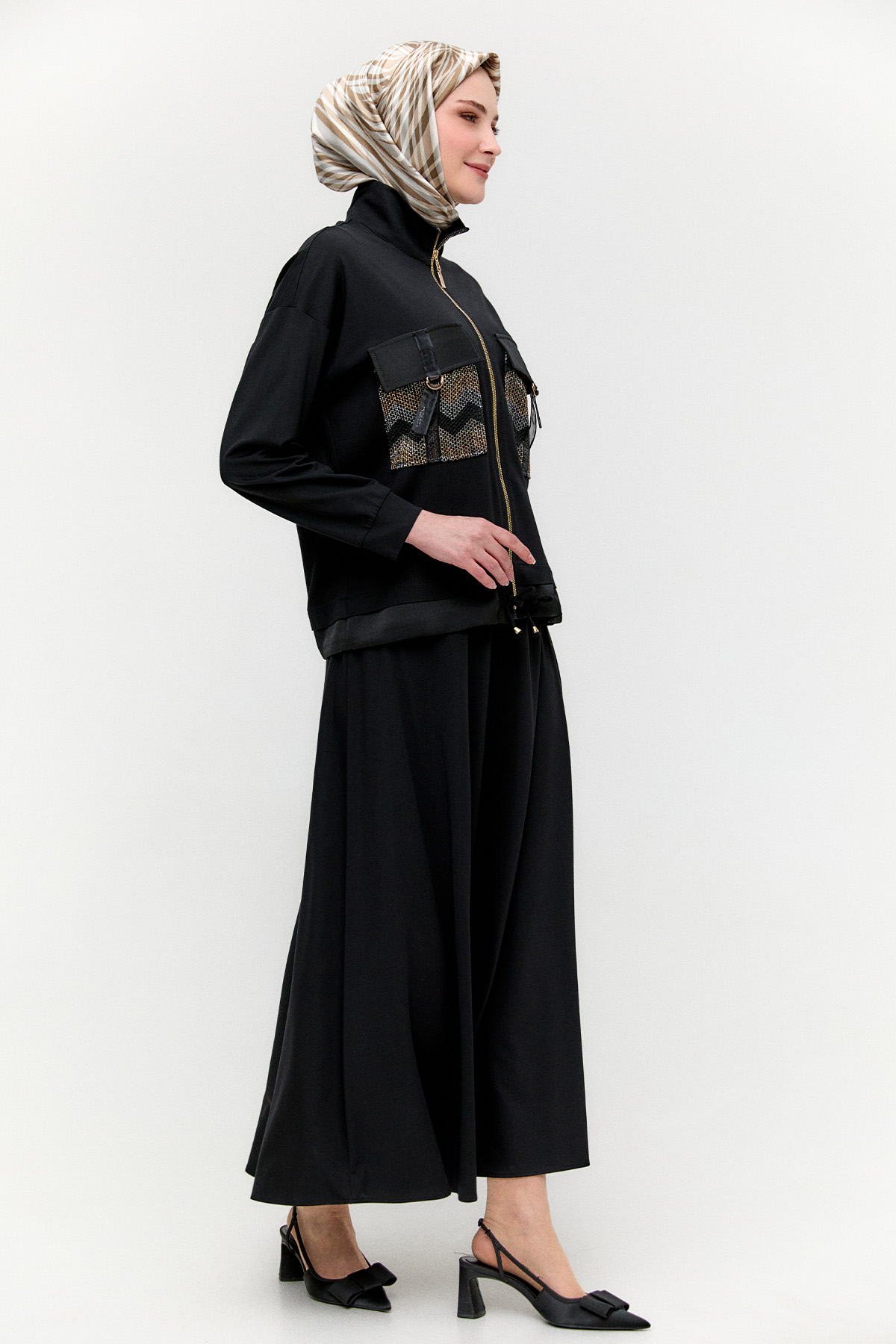 File Detaylı Etek Ceket Takım, Tesettür Giyim