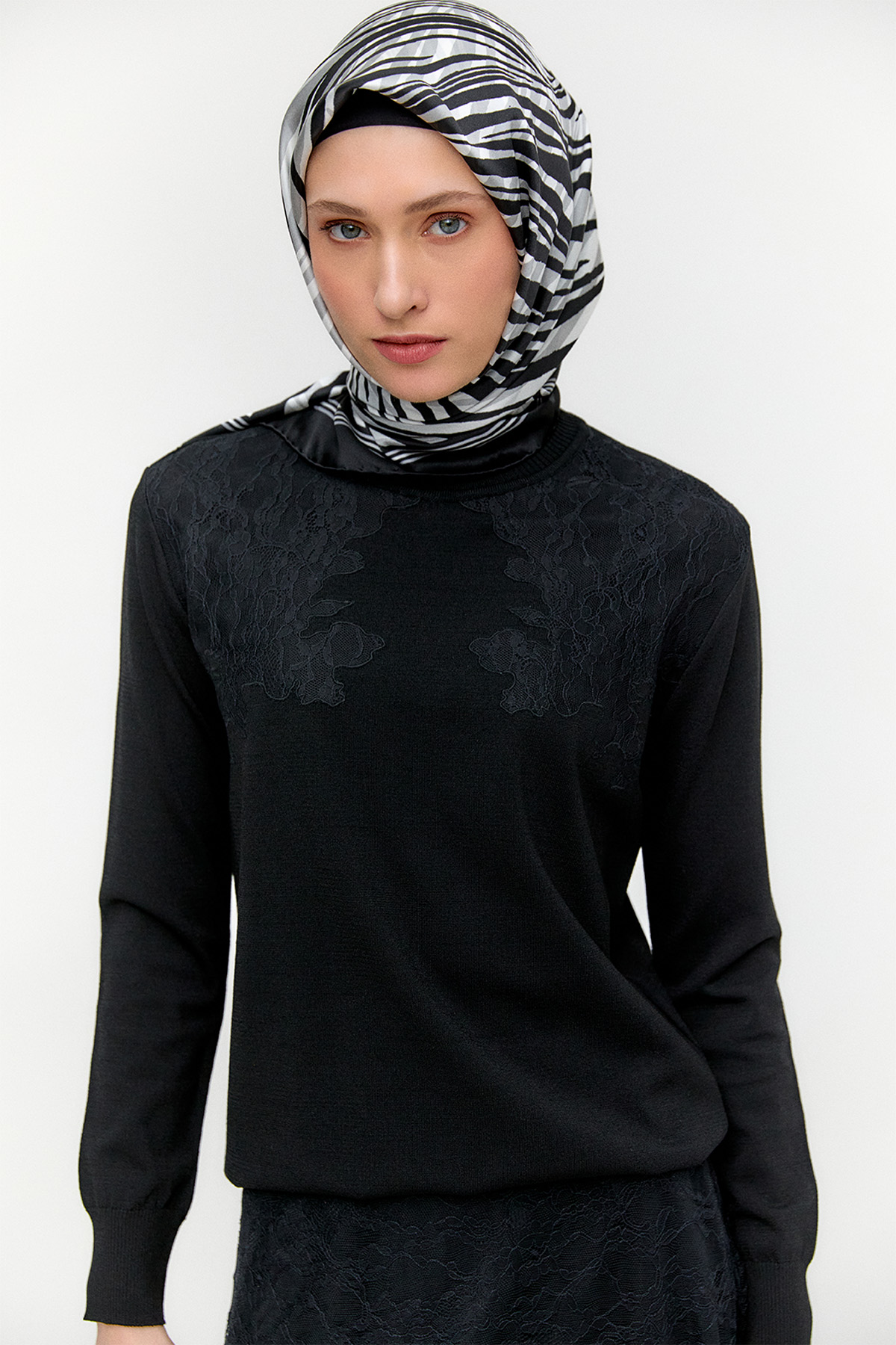 Dantel Detaylı Triko İkili Takım, Tesettür Giyim