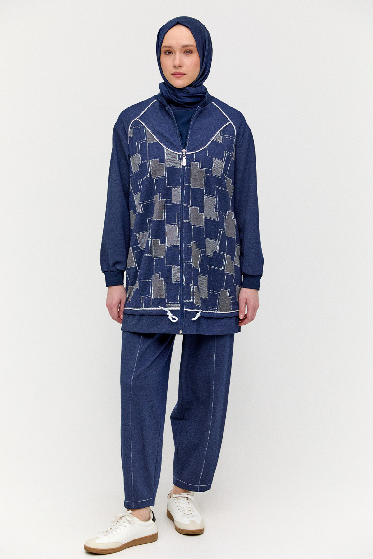 Blok Desenli Spor İkili Takım, Tesettür Giyim