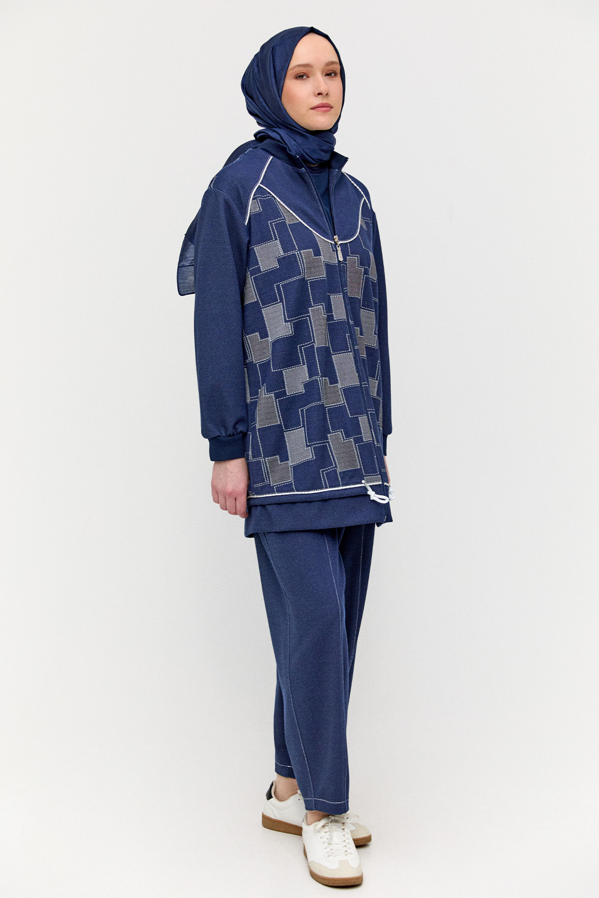 Blok Desenli Spor İkili Takım, Tesettür Giyim