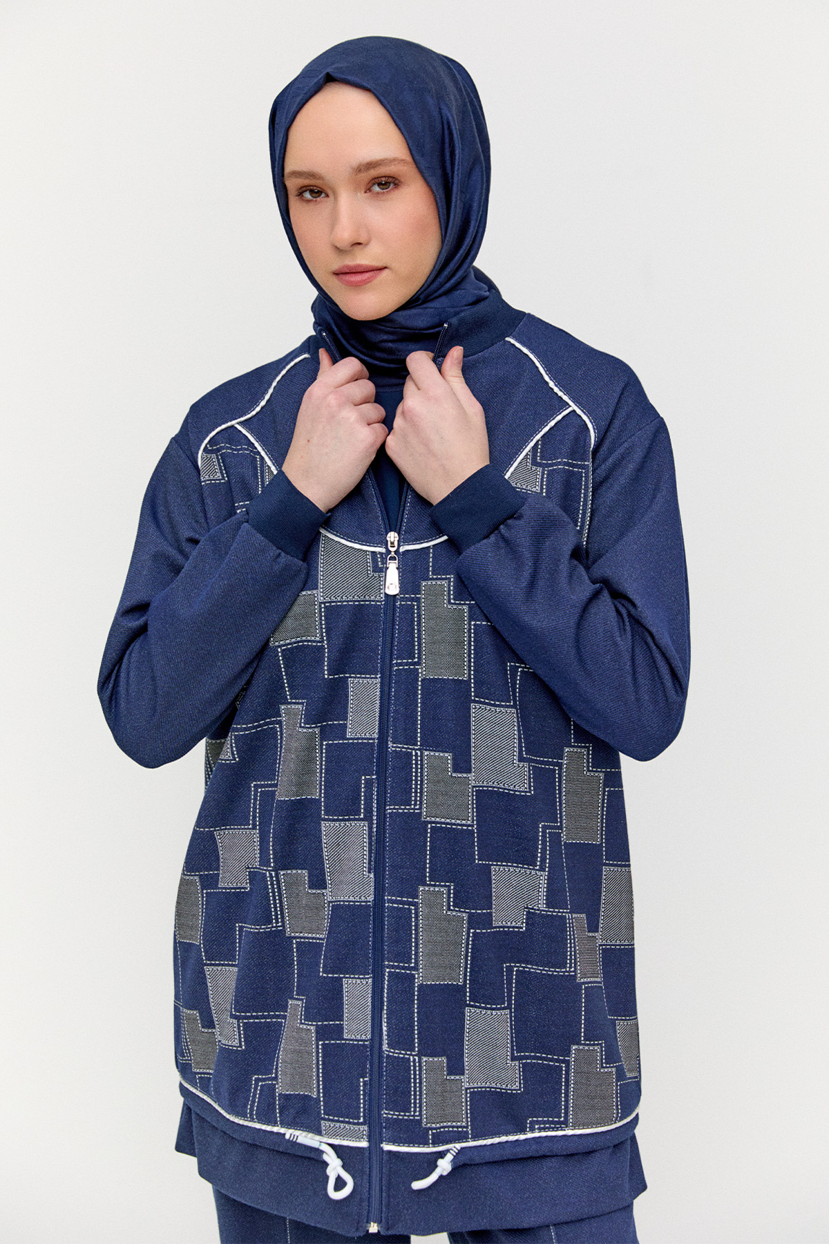 Blok Desenli Spor İkili Takım, Tesettür Giyim