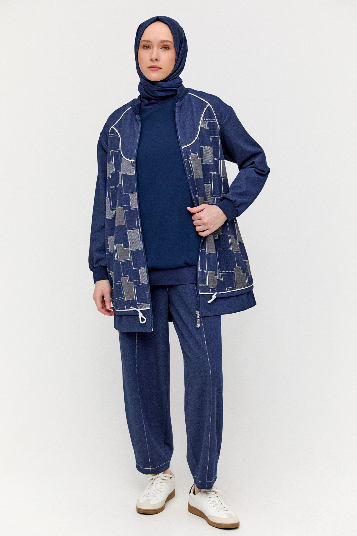 Blok Desenli Spor İkili Takım, Tesettür Giyim