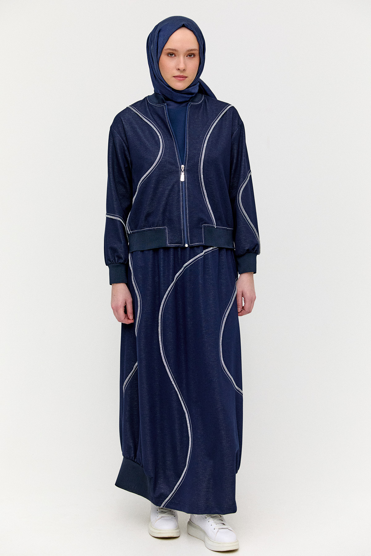 Kontrast Dikişli Etekli Takım, Tesettür Giyim