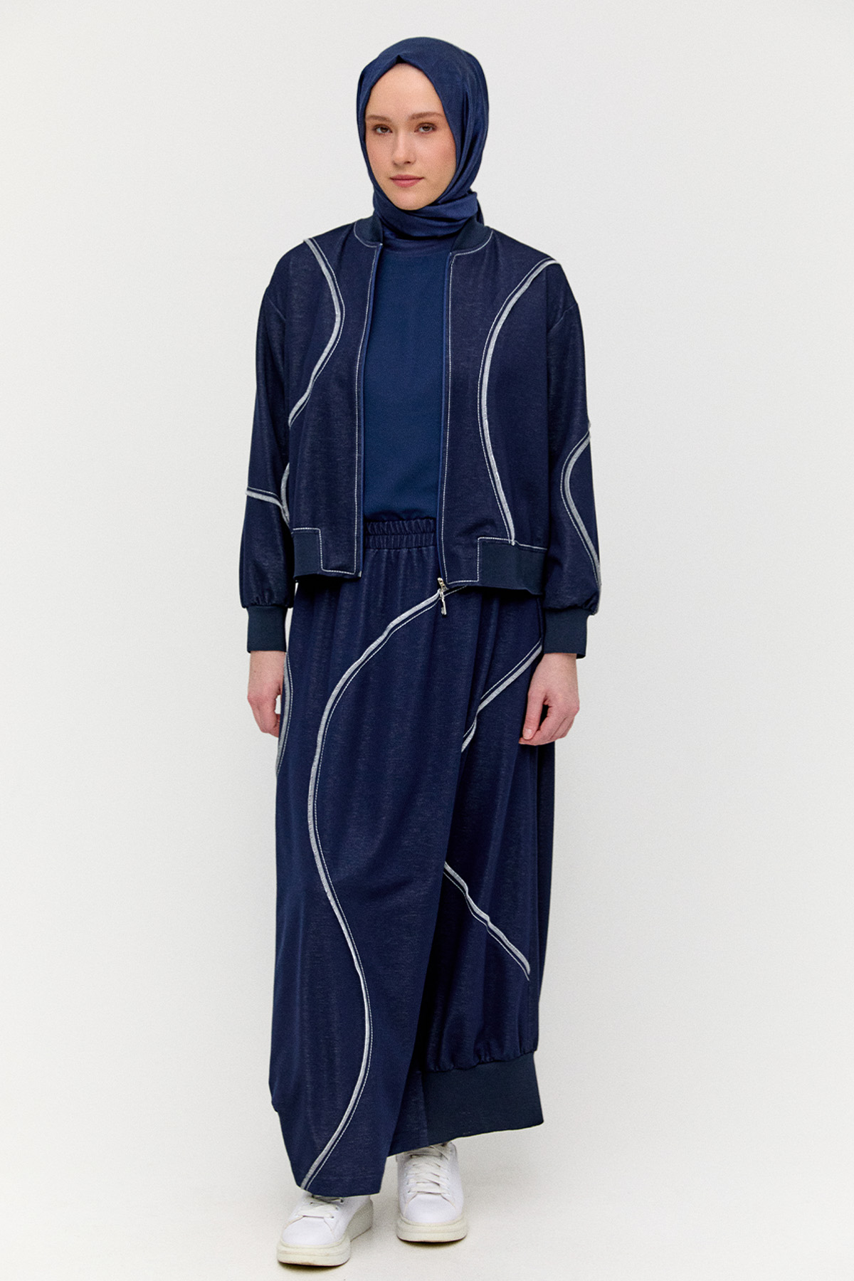Kontrast Dikişli Etekli Takım, Tesettür Giyim