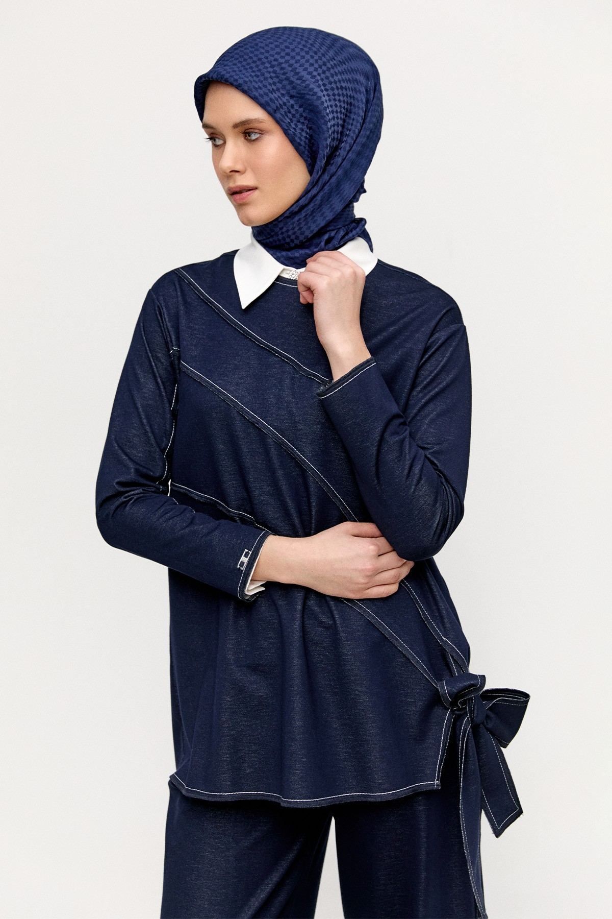 Kontrast Dikişli İkili Takım, Tesettür Giyim