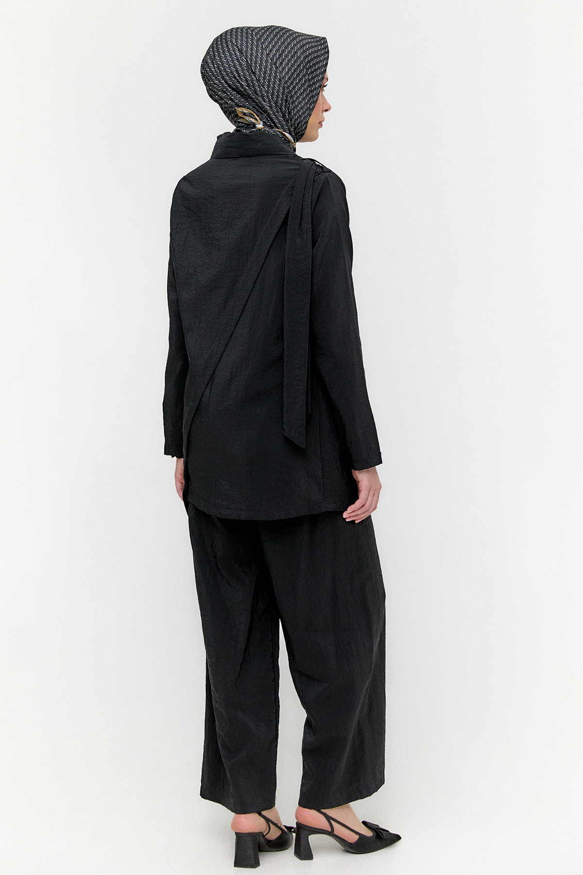 Asimetrik Yakalı Kuşaklı İkili Takım, Tesettür Giyim