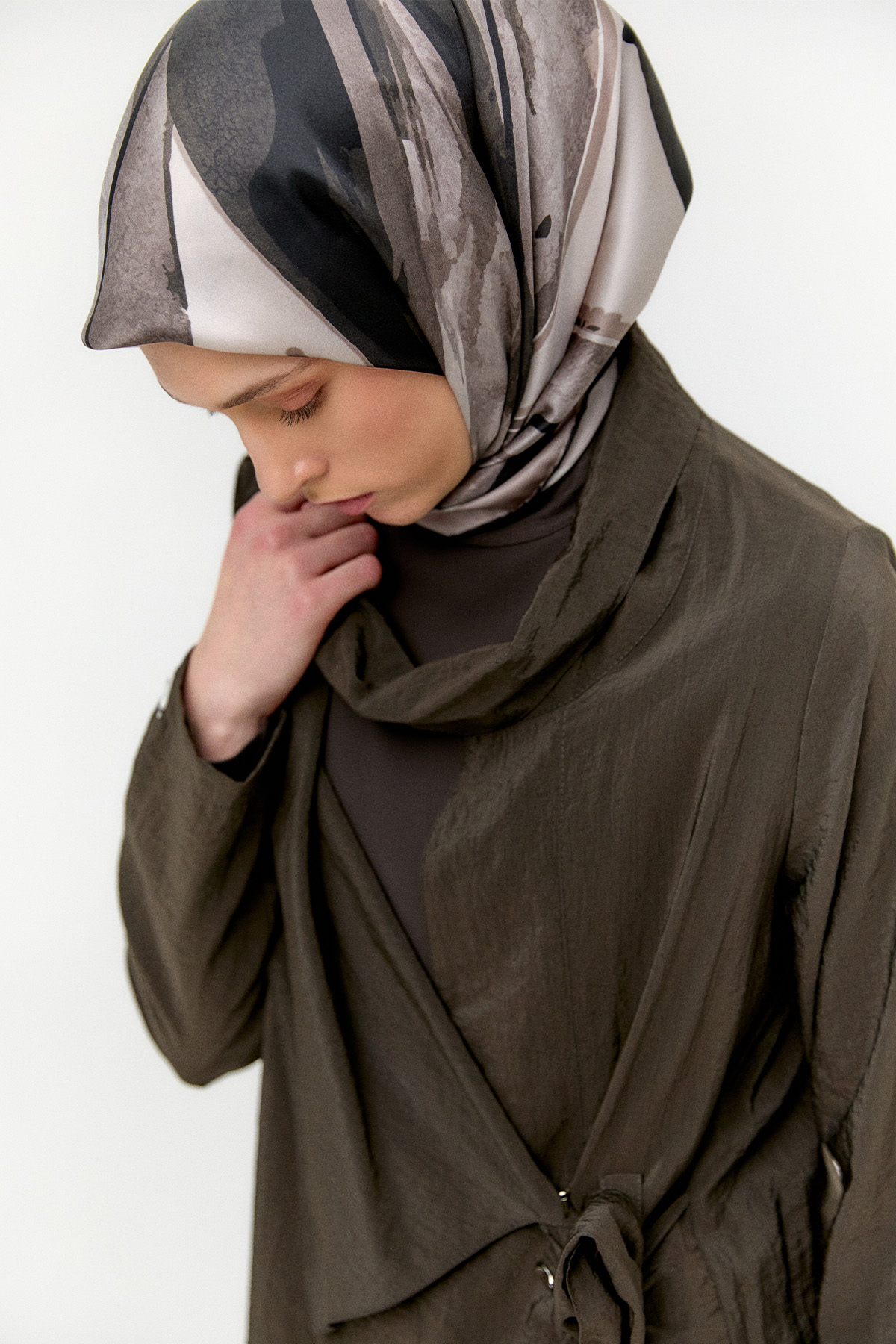 Asimetrik Yakalı Kuşaklı İkili Takım, Tesettür Giyim