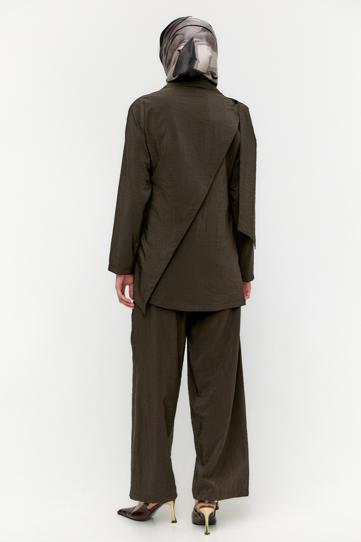 Asimetrik Yakalı Kuşaklı İkili Takım, Tesettür Giyim