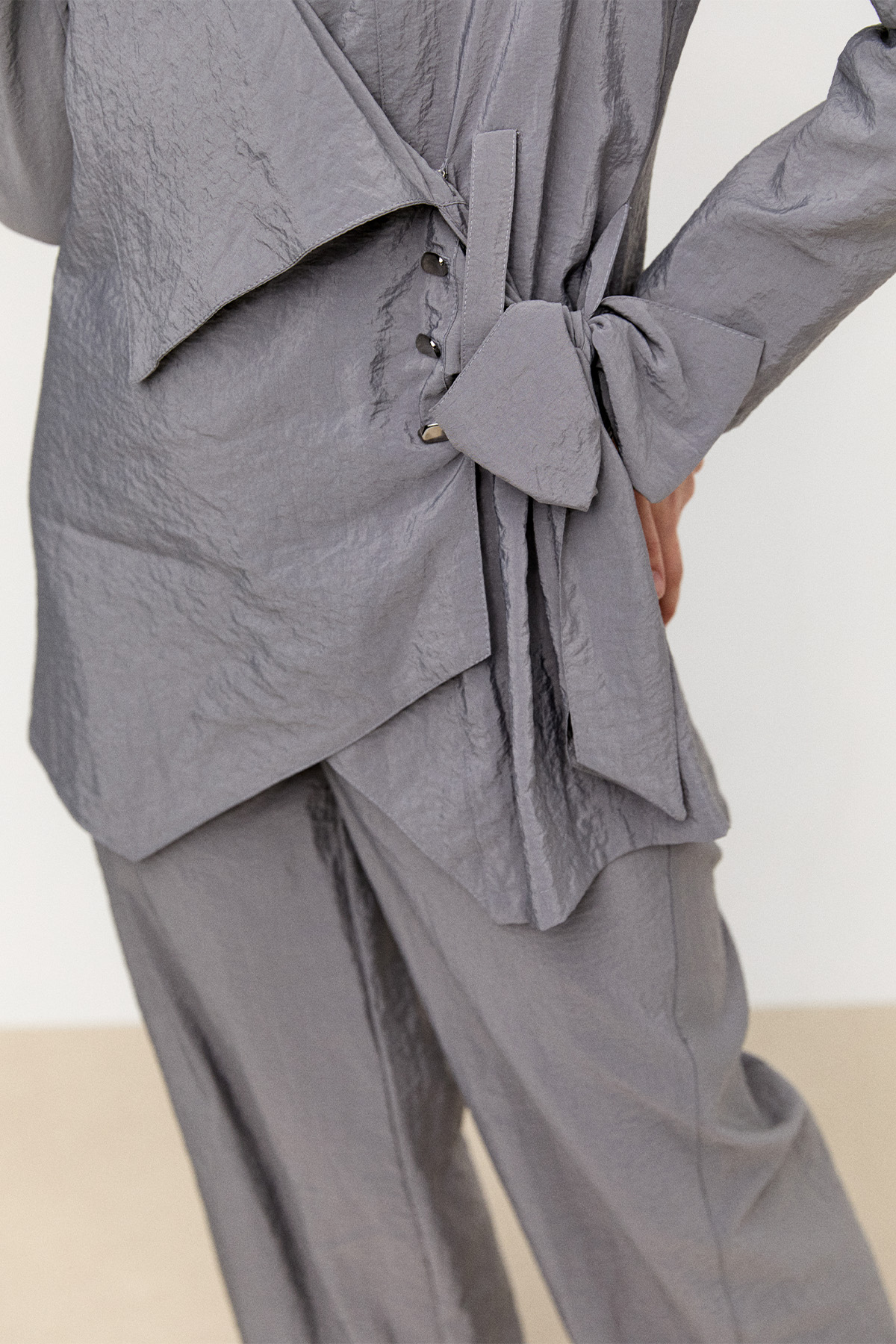 Asimetrik Yakalı Kuşaklı İkili Takım, Tesettür Giyim