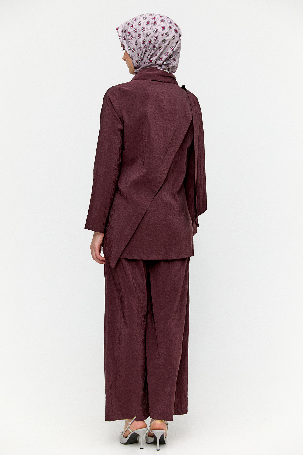 Asimetrik Yakalı Kuşaklı İkili Takım, Tesettür Giyim