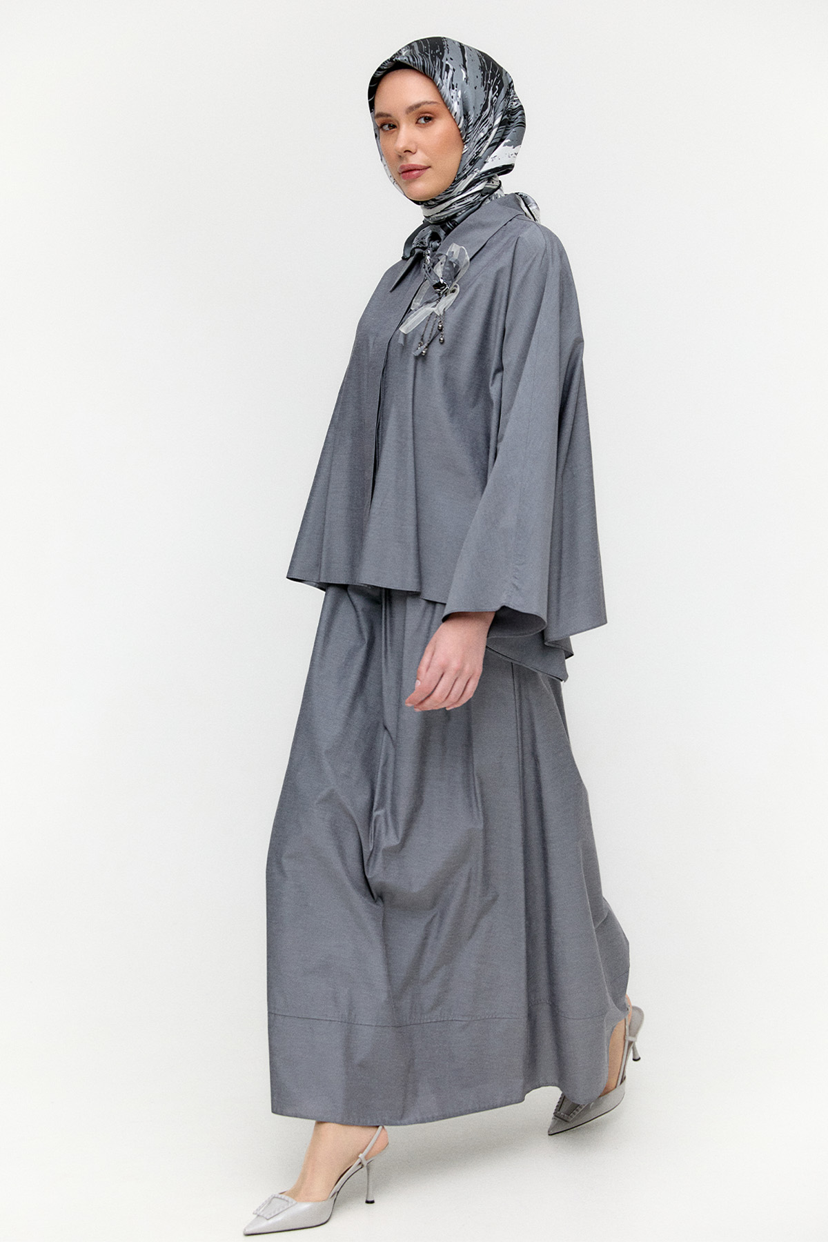 Düğme Kapamalı Pamuklu İkili Takım, Tesettür Giyim