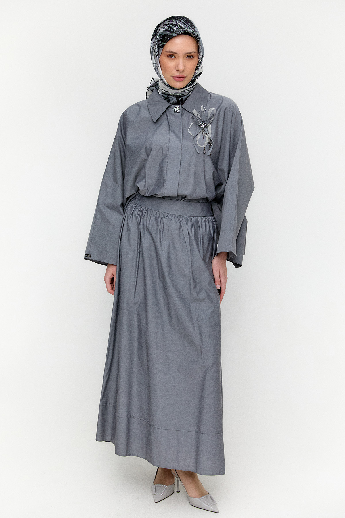 Düğme Kapamalı Pamuklu İkili Takım, Tesettür Giyim