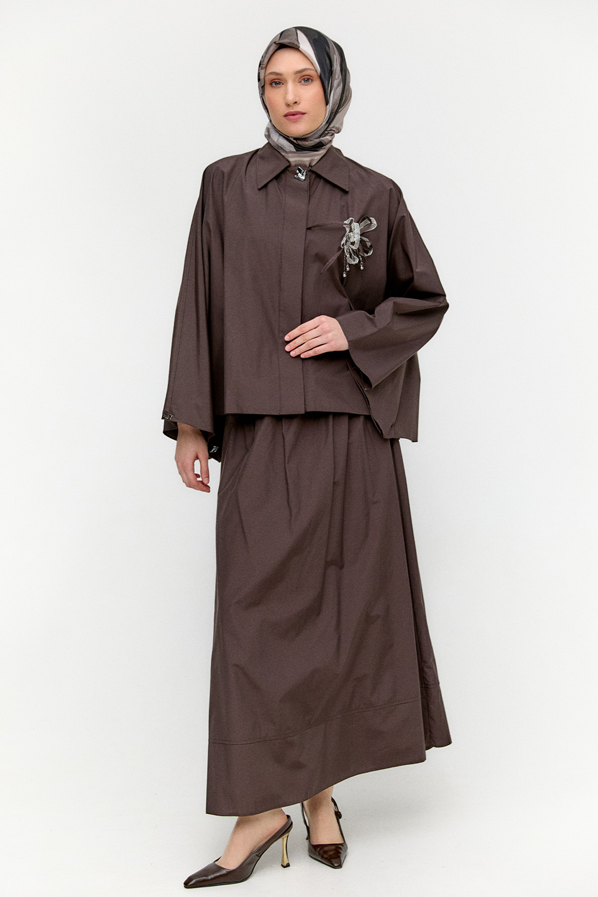 Düğme Kapamalı Pamuklu İkili Takım, Tesettür Giyim