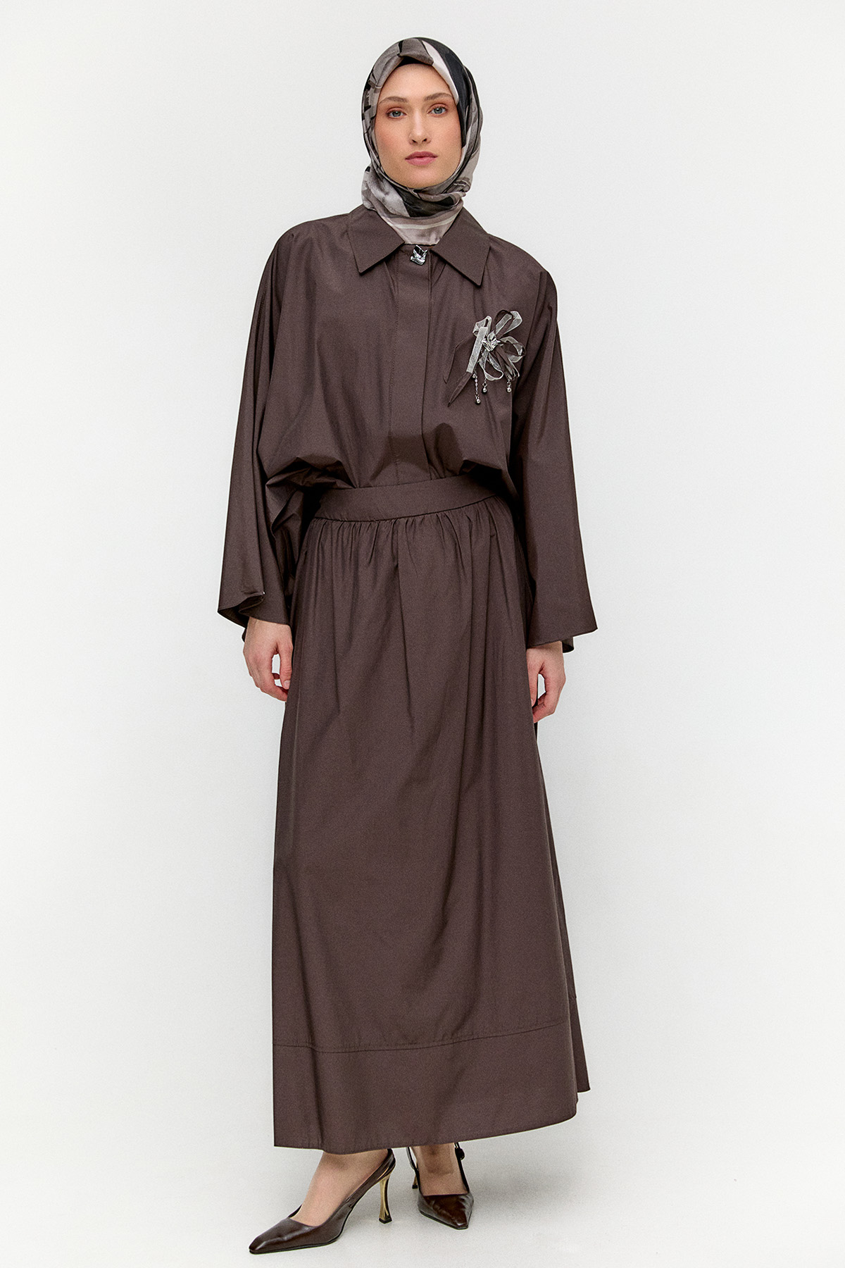 Düğme Kapamalı Pamuklu İkili Takım, Tesettür Giyim