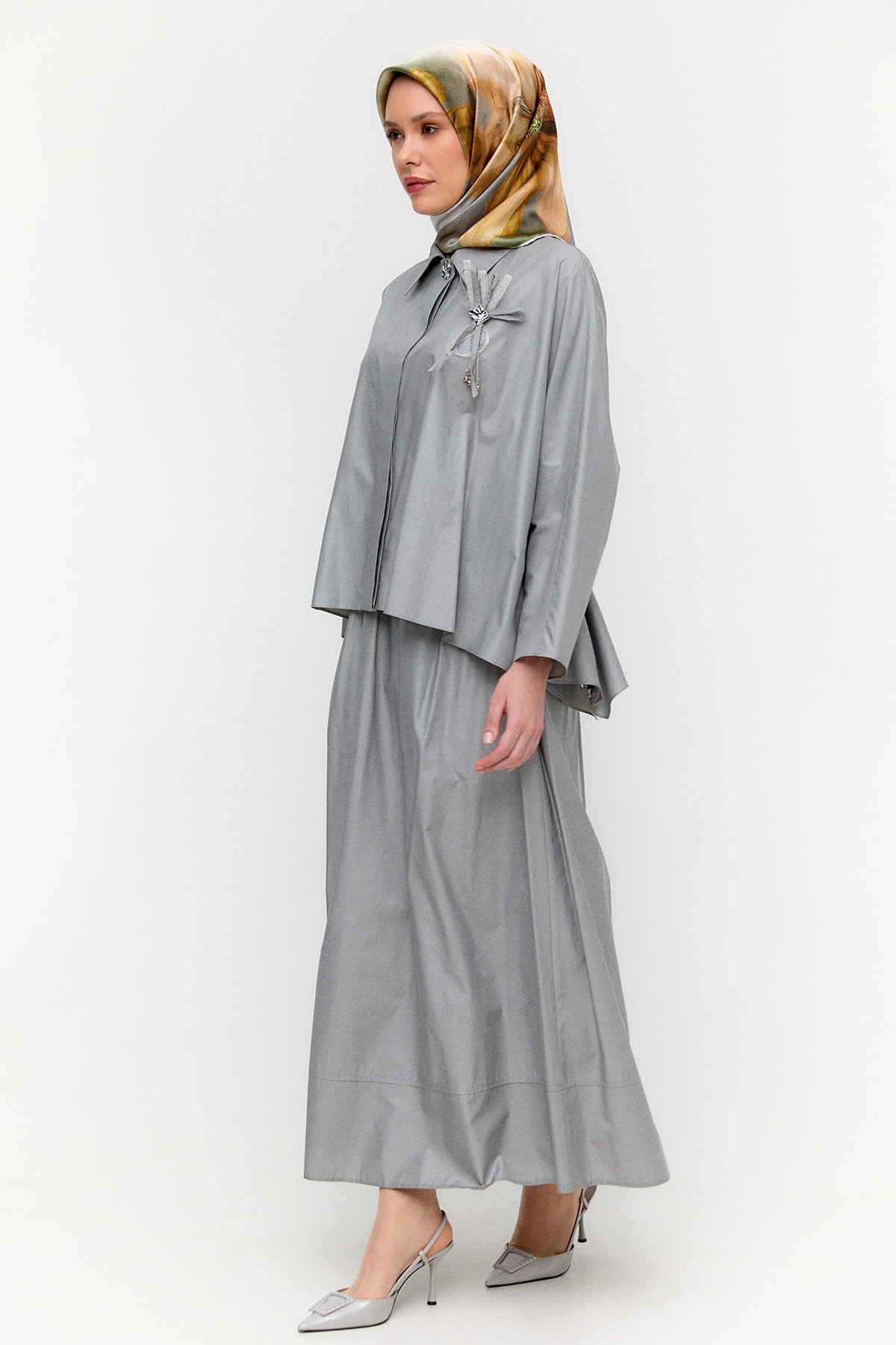 Düğme Kapamalı Pamuklu İkili Takım, Tesettür Giyim