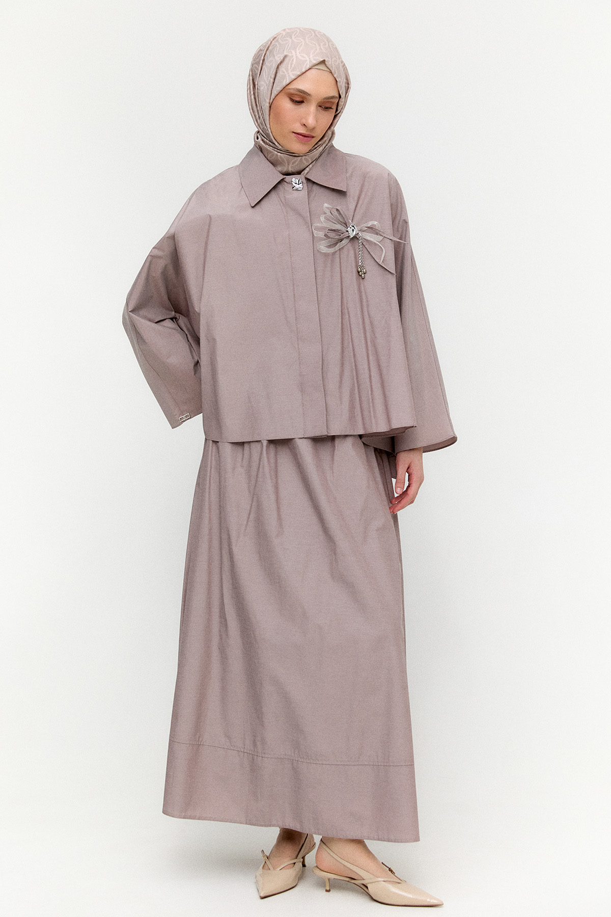 Düğme Kapamalı Pamuklu İkili Takım, Tesettür Giyim