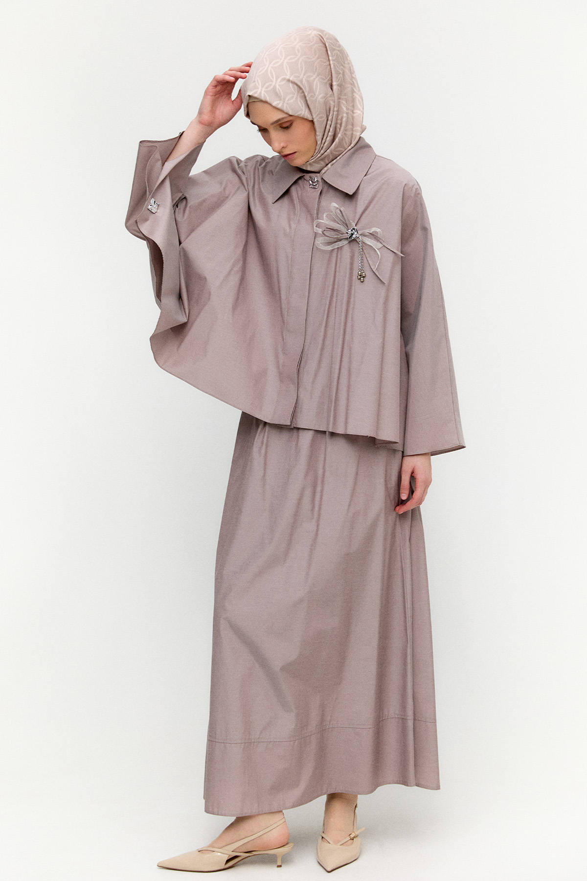 Düğme Kapamalı Pamuklu İkili Takım, Tesettür Giyim