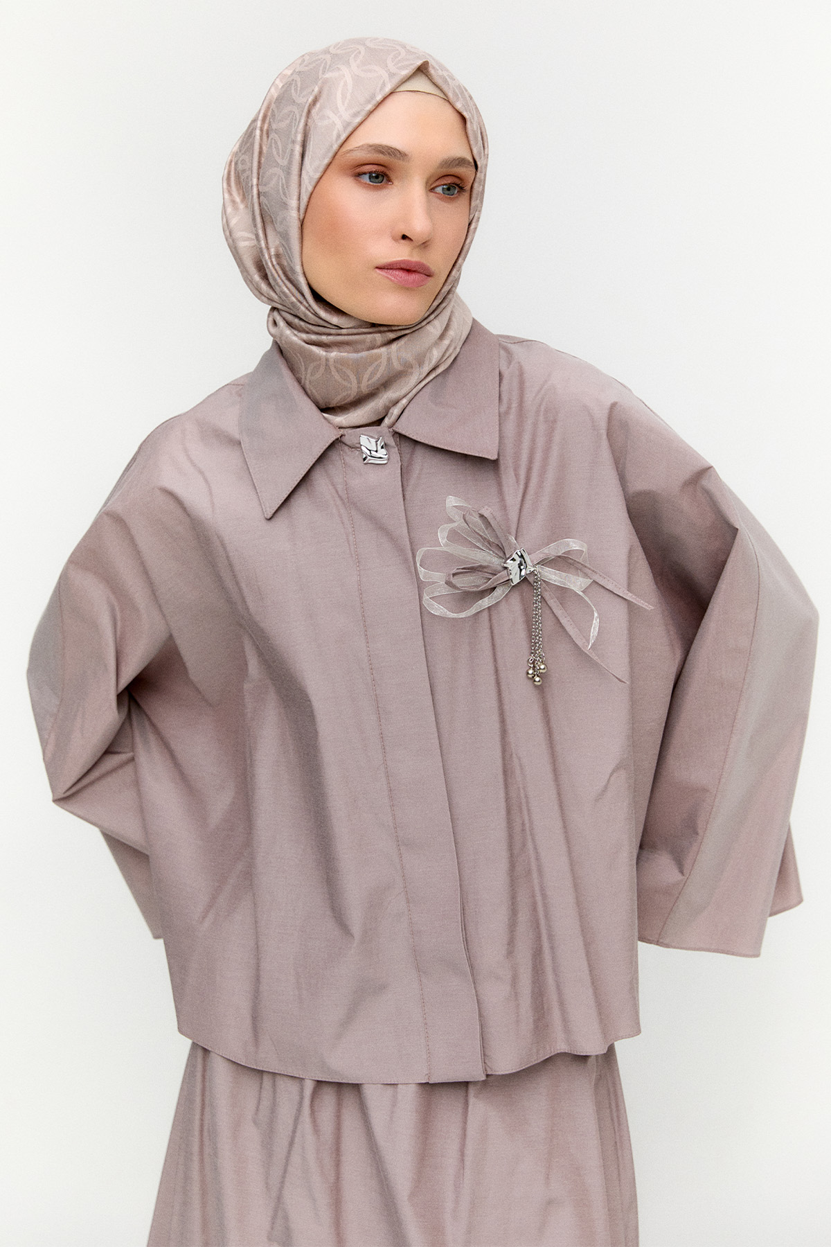 Düğme Kapamalı Pamuklu İkili Takım, Tesettür Giyim