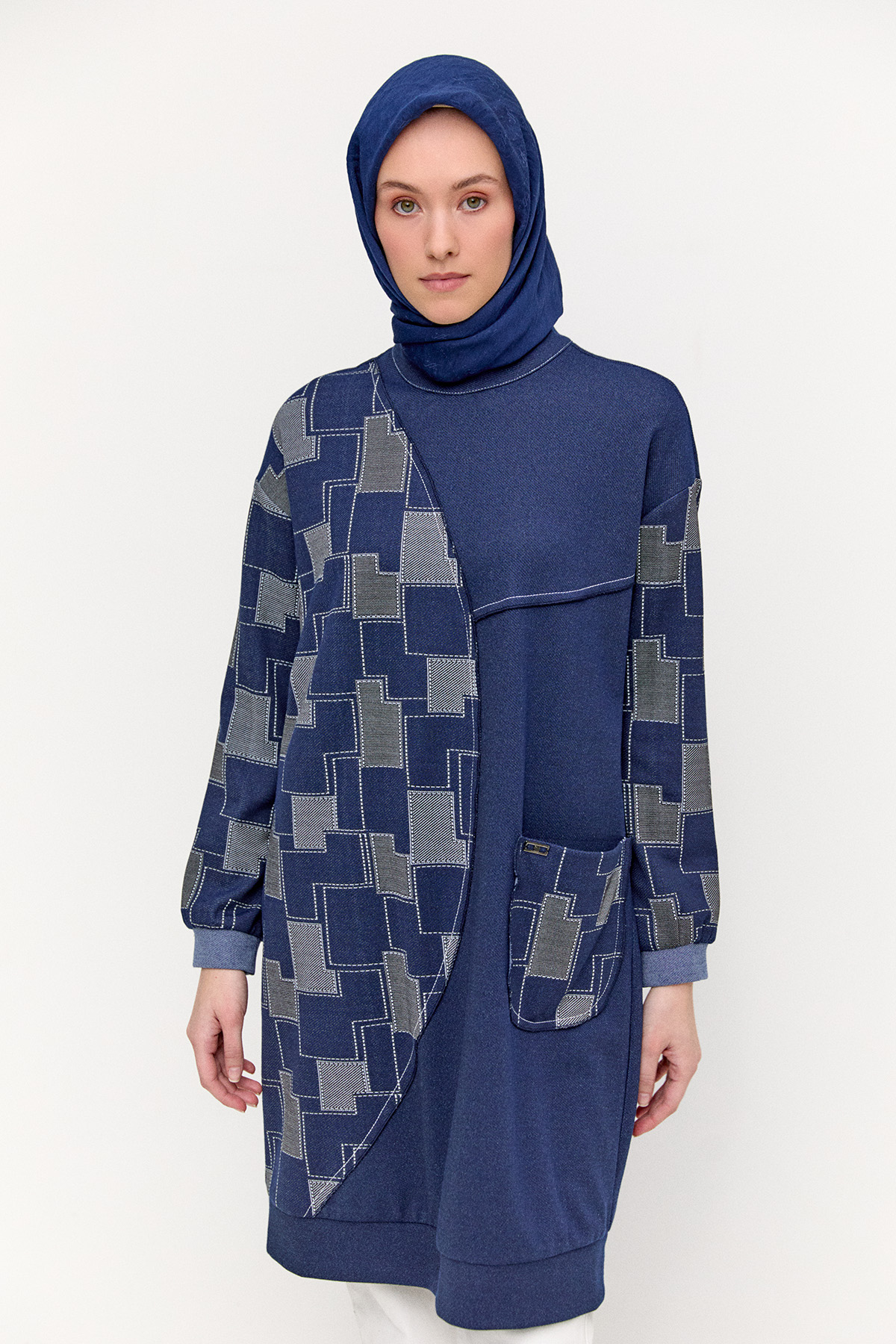 Renk Bloklu Spor Tunik, Tesettür Giyim