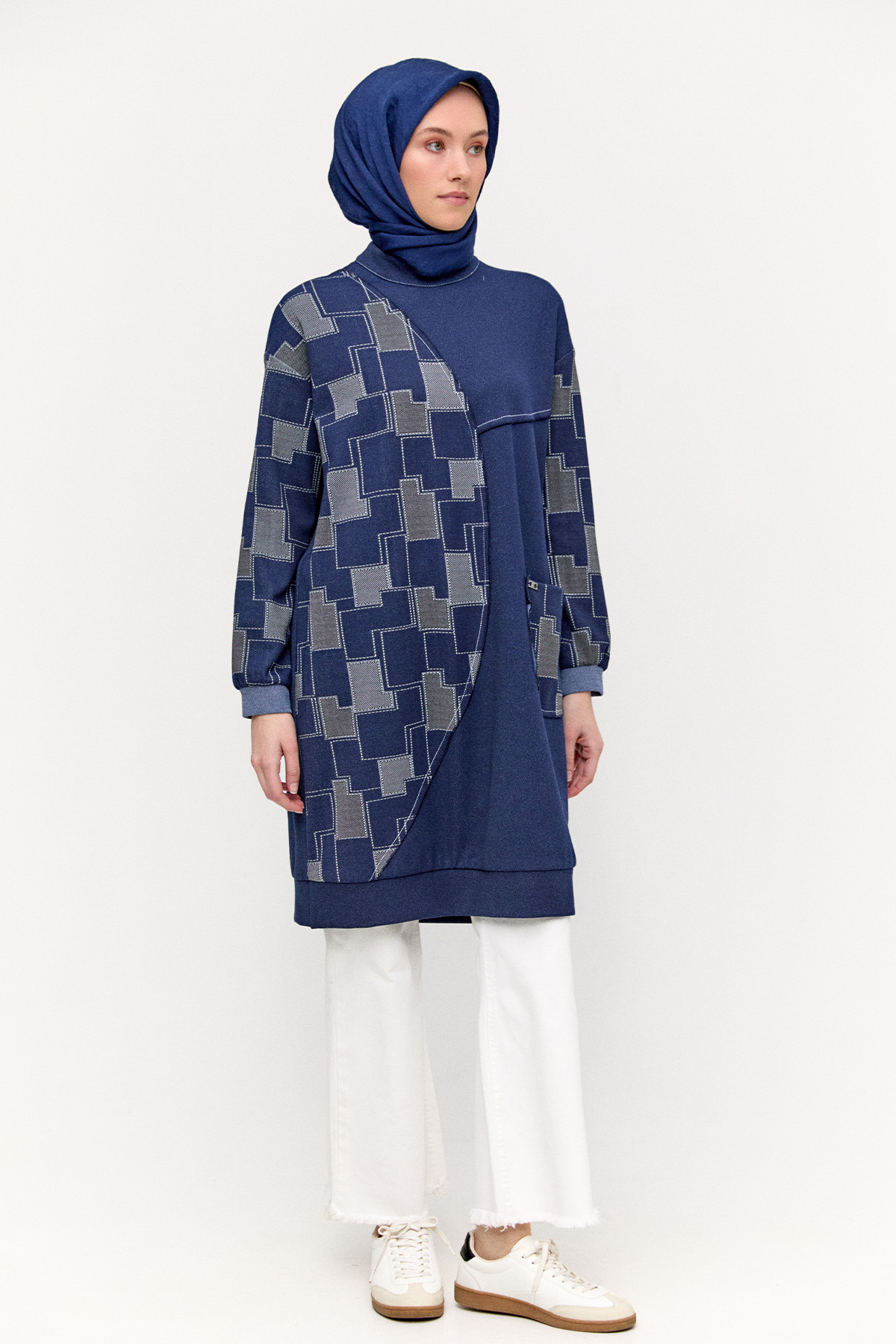 Renk Bloklu Spor Tunik, Tesettür Giyim