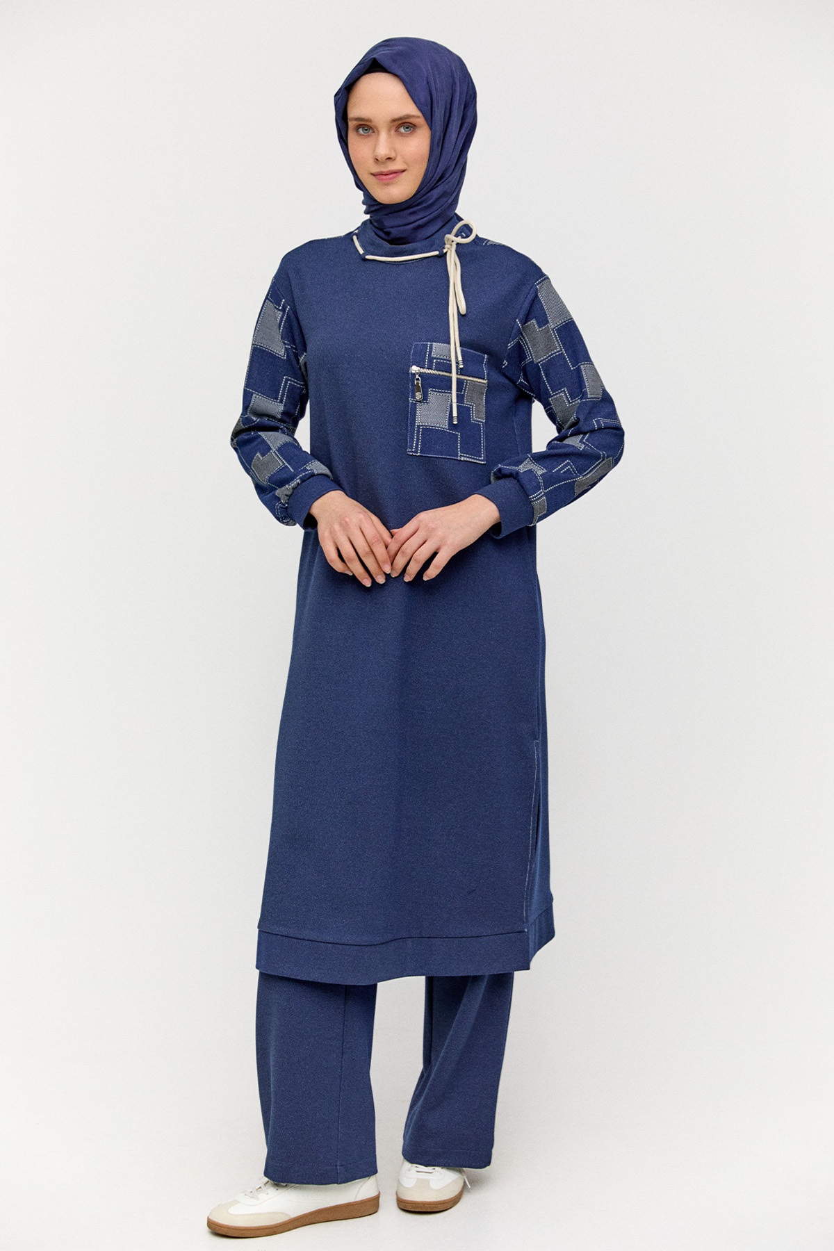 Renk Bloklu İkili Takım, Tesettür Giyim