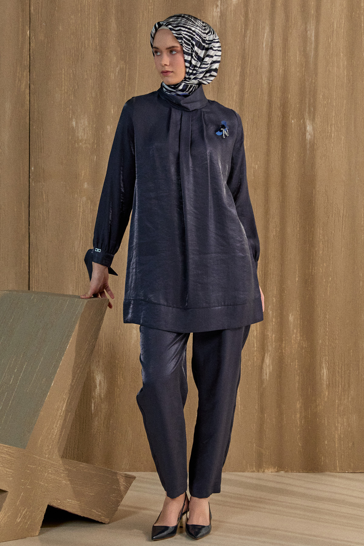 Jakarlı Pilikaşeli İkili Takım, Tesettür Giyim