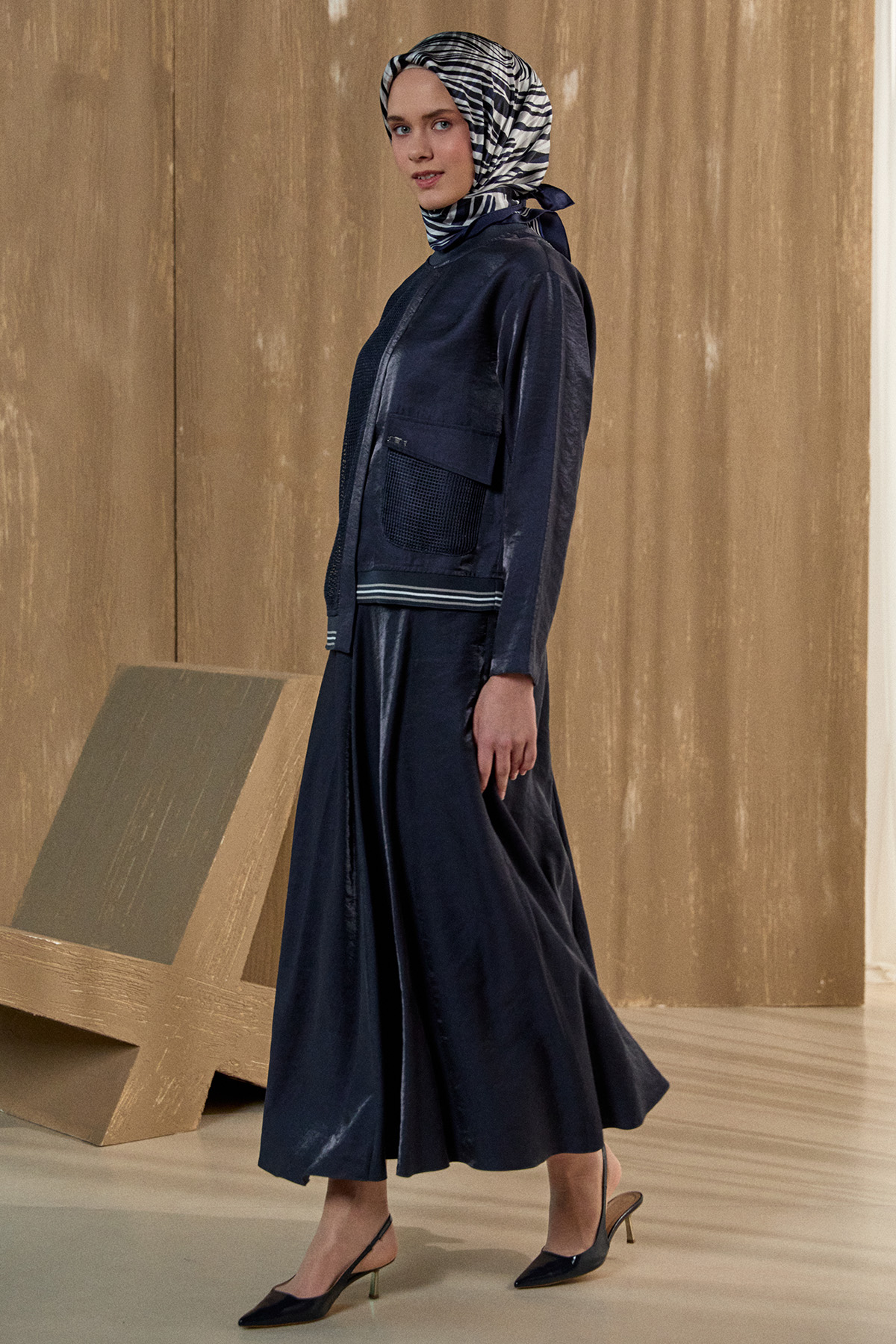 File Detaylı Etekli İkili Takım, Tesettür Giyim